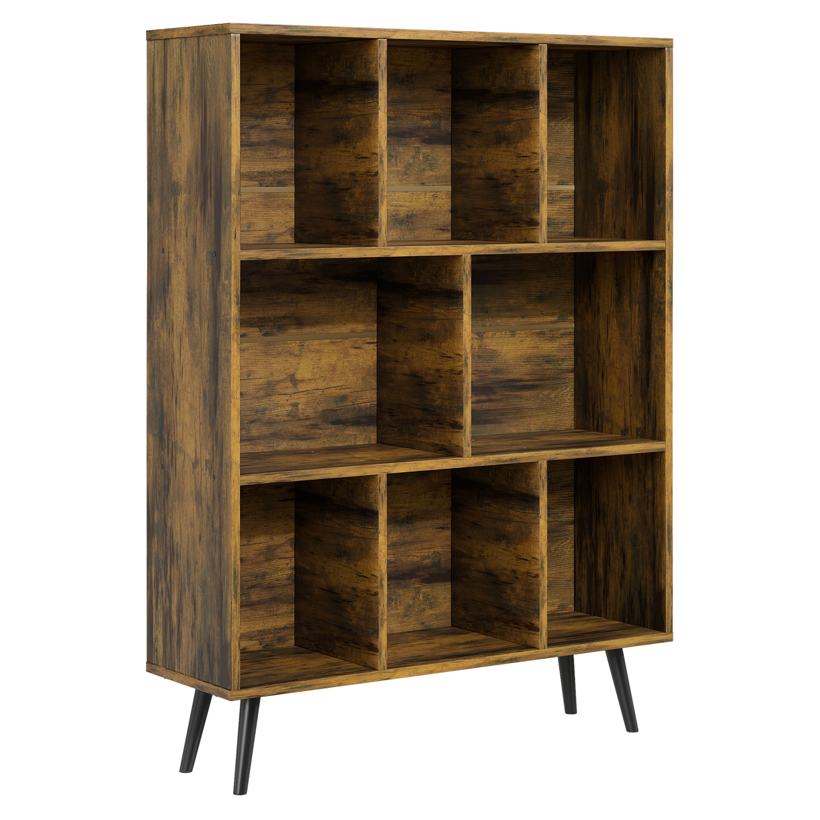JEAREY JE-XHL-GY-T Tiger stripe MDF 3 -Shelf Bookcase ( 31.5-in W x 43.3-in H x 9.4-in D ) Finished