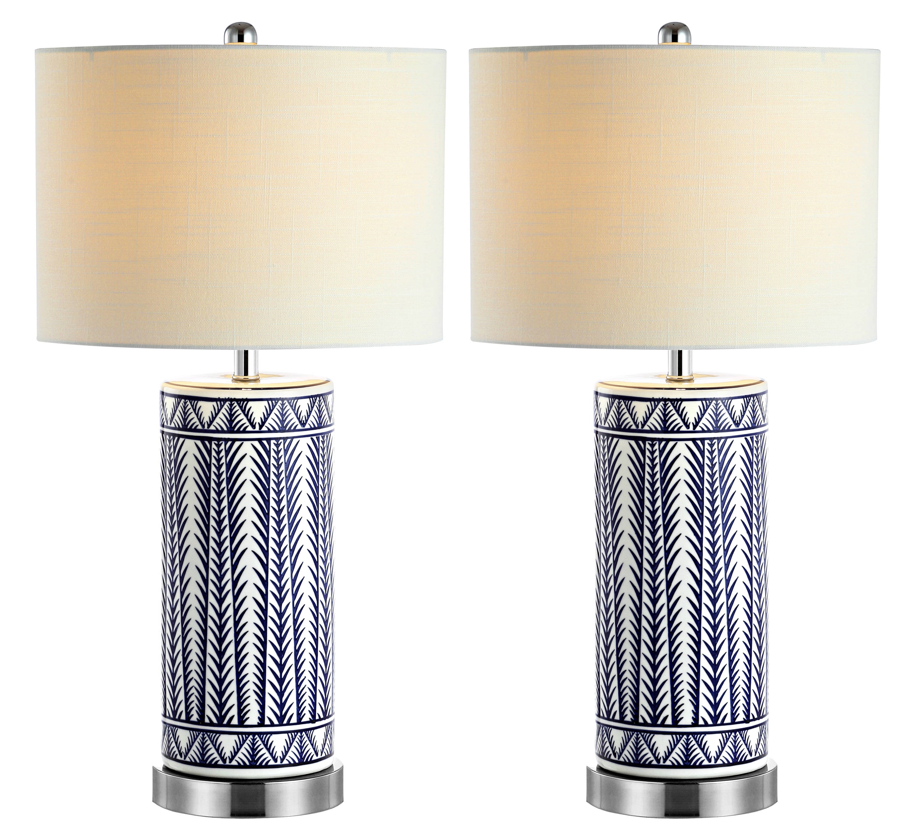 JONATHAN Y Transitional 27-in Navy Led; Table Lamp with Linen Shade in ...