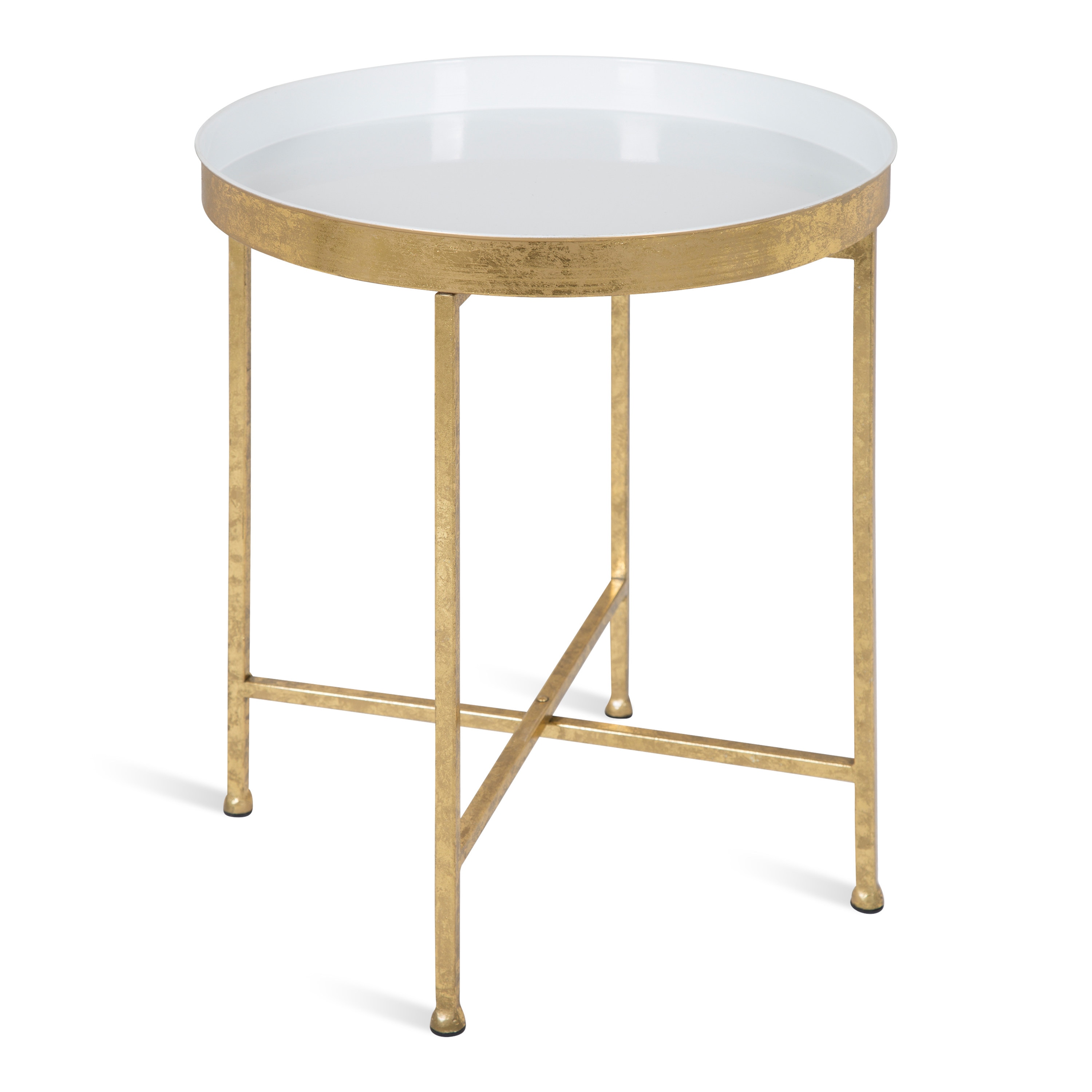 Kate and Laurel 214609 Celia 18.42-Inches W x 22.00-Inches H White Metal Round Glam End Table