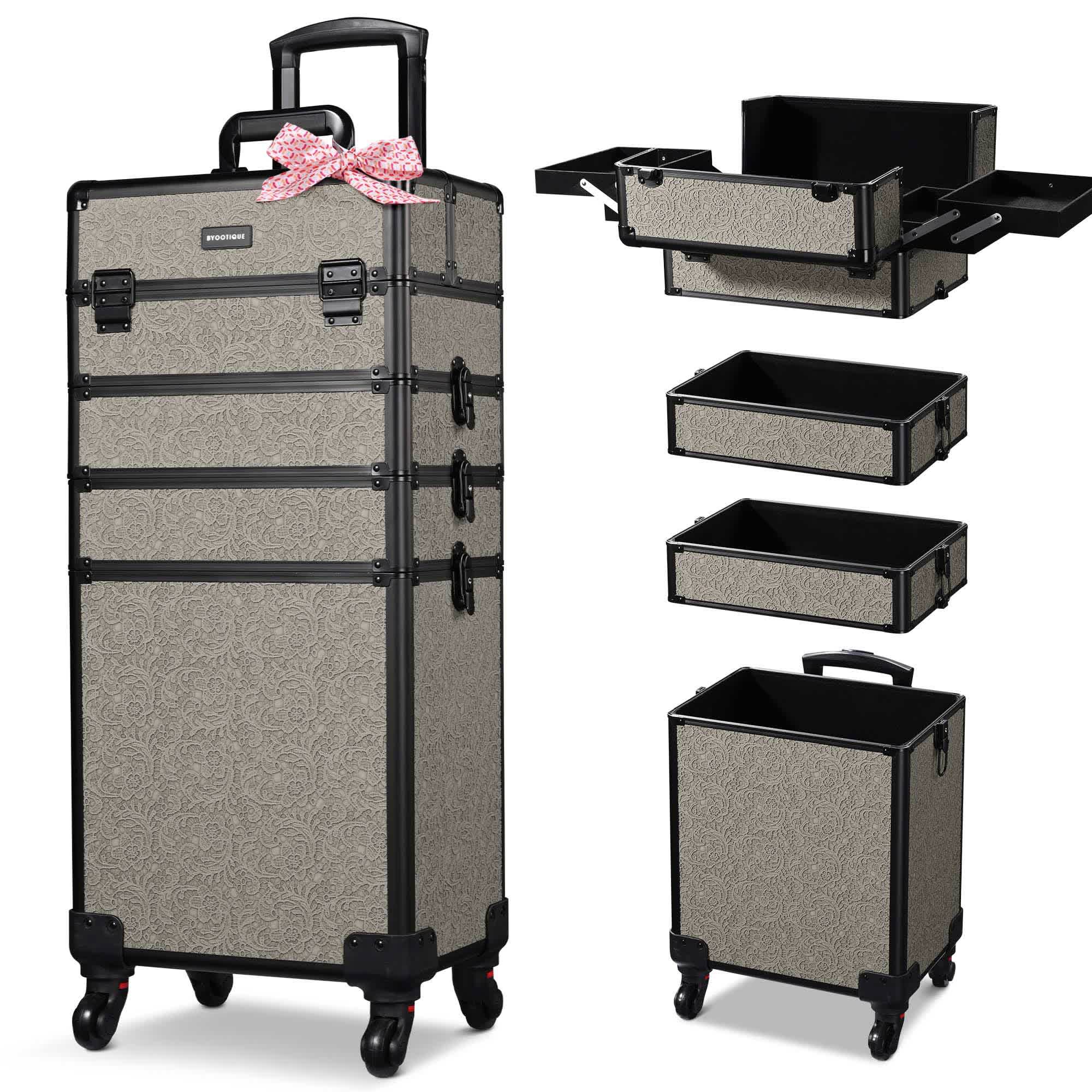 Yescom 12MKC028-C4WG-R09-LO Byootique 4in1 Rolling Makeup Train Case Cosmetic Organizer Rococo GainsBoro
