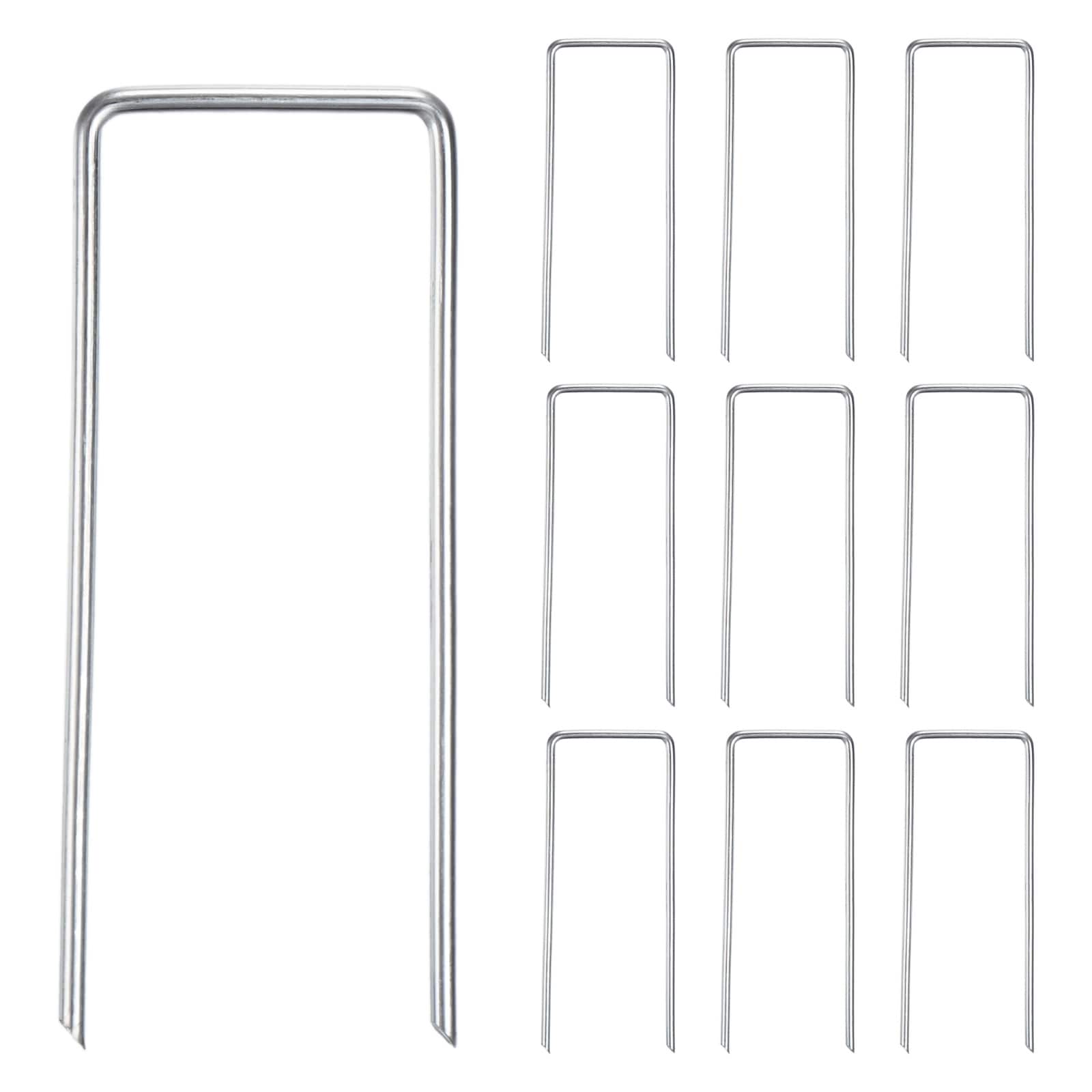 Unique Bargains - 10-Pack Landscape Staples 4Inch 12 Gauge U-Shaped Garden Stakes