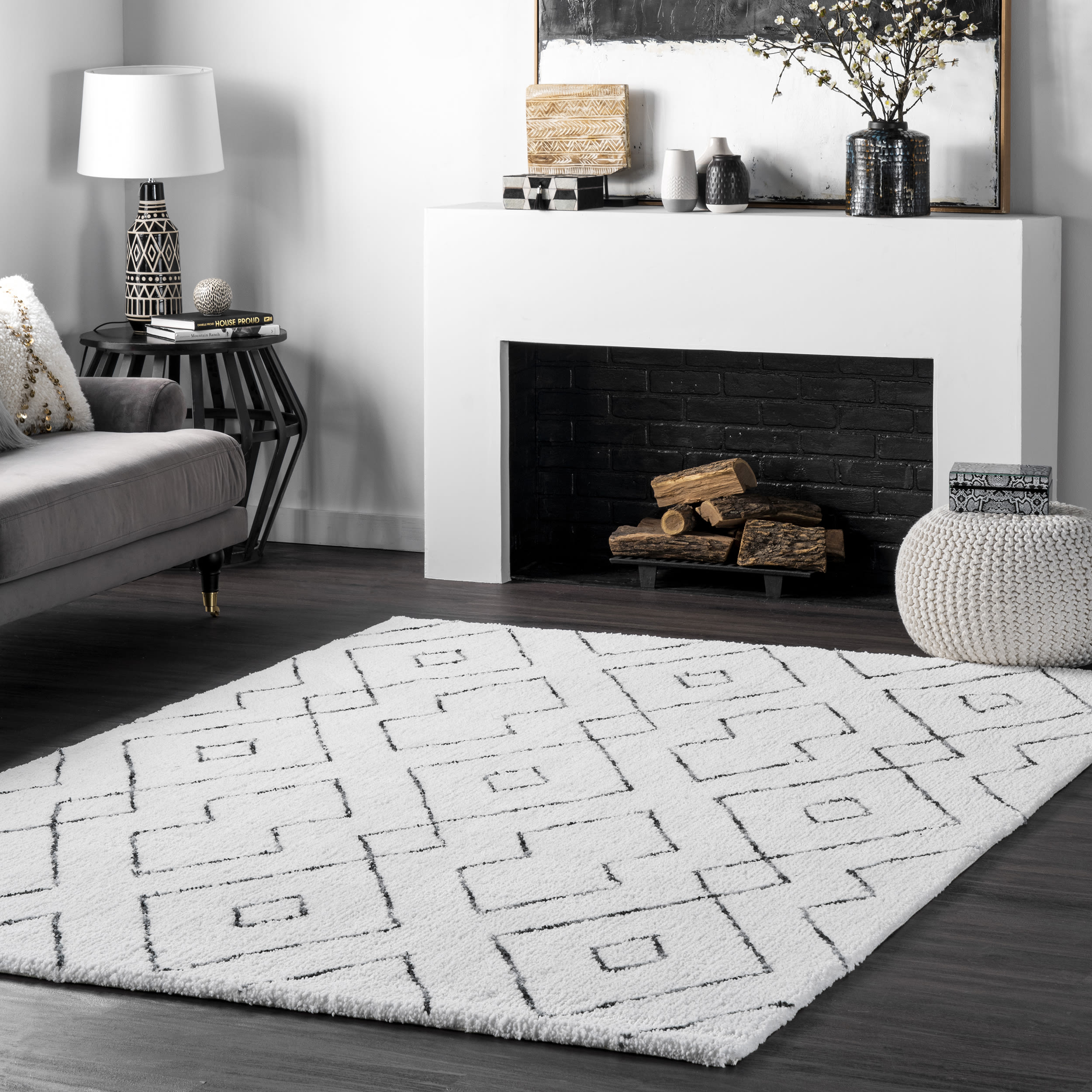 nuLOOM HJKZ01A-12015 Beaulah 12 x 15 (ft) Tufted Polyester White Rectangular Indoor Geometric Area rug