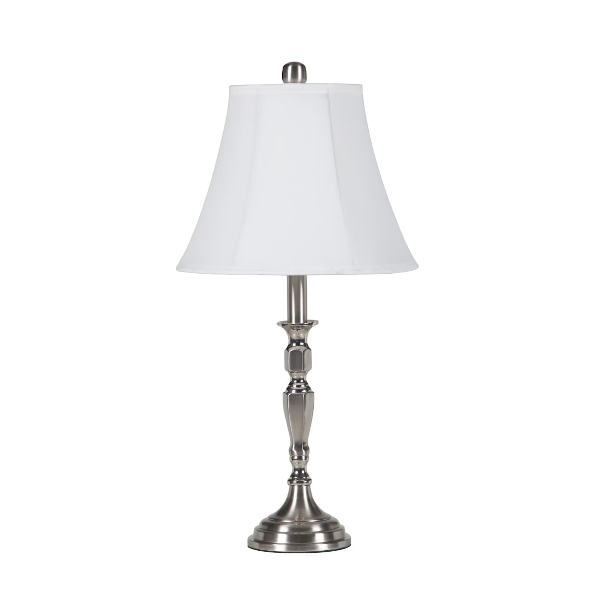 HomeRoots 4000468607 24.5-Inches Nickel Table Lamp with Fabric Shade