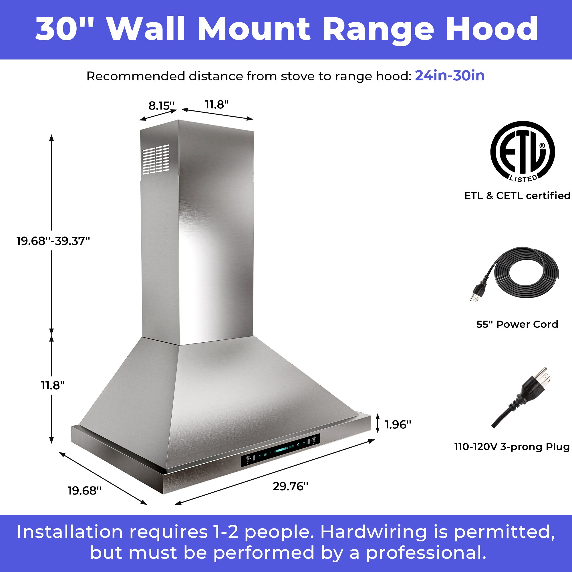 DZS DIKP02-30 Wall-Mounted-Range-Hoods - View #2