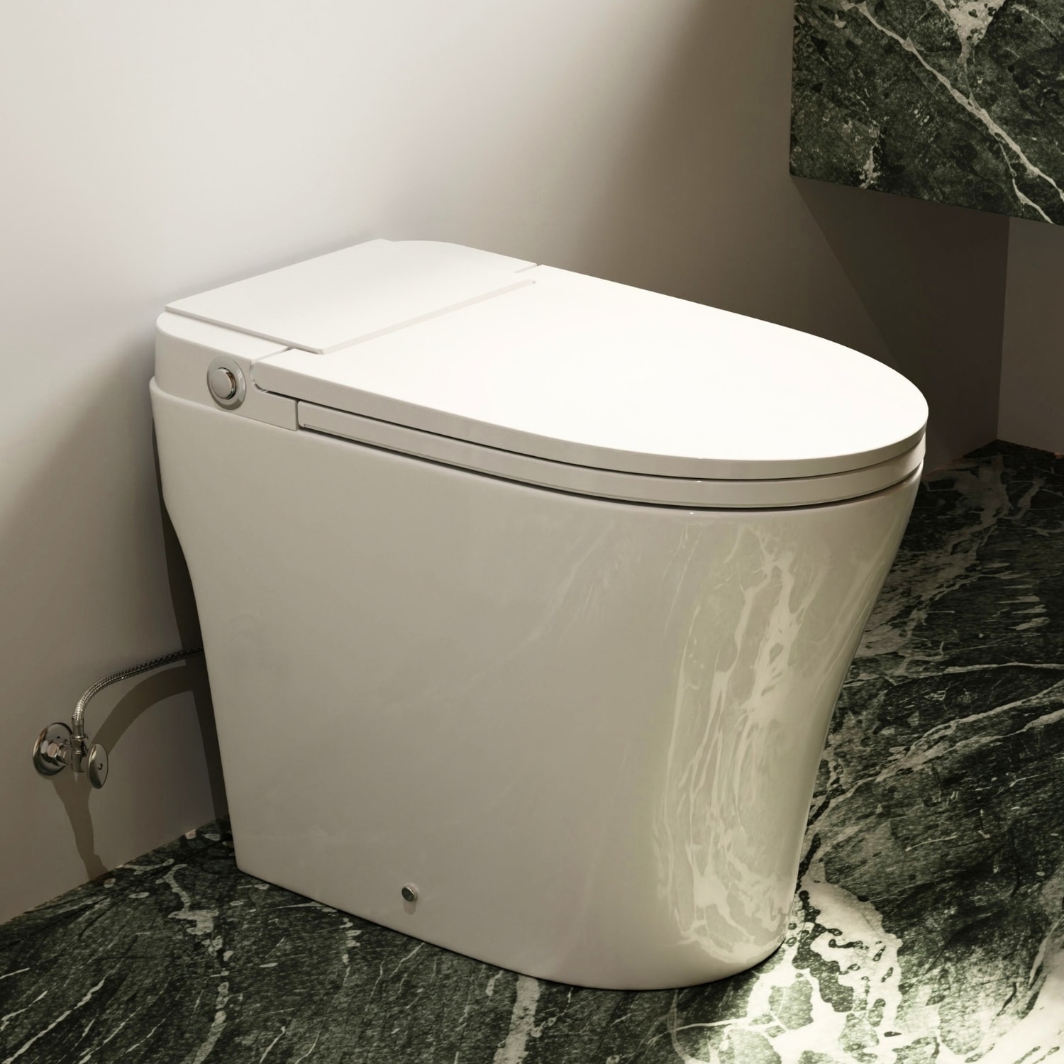 Los Flexi - 945 White Elongated Tall height 12-in Rough-In 1.0 GPF Dual Flush Soft Close 1-piece ...