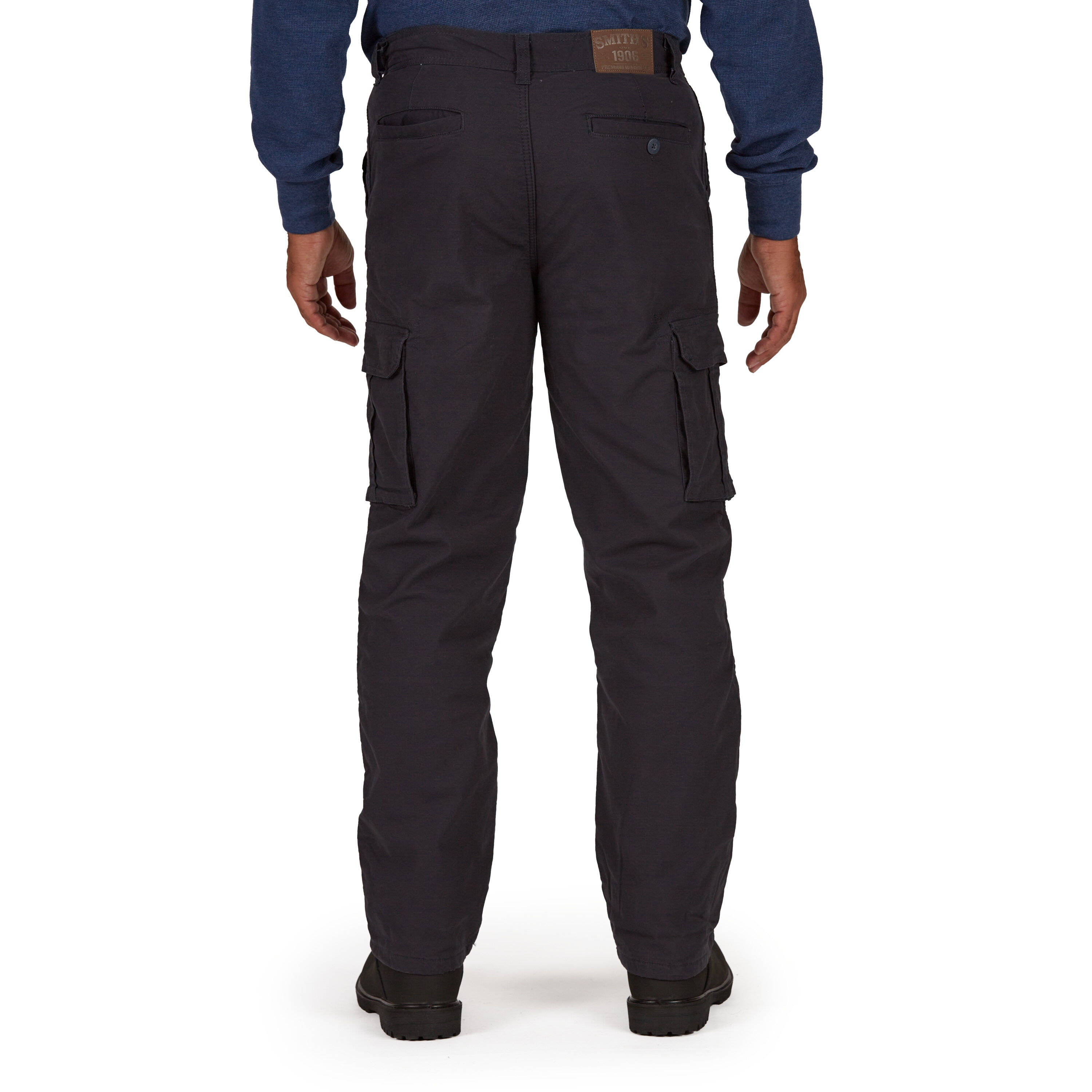 Smith's Workwear Men's Relaxed Fit Dark Navy Stretch Canvas Cargo Work Pants  (36 X 30) in the Pants department at