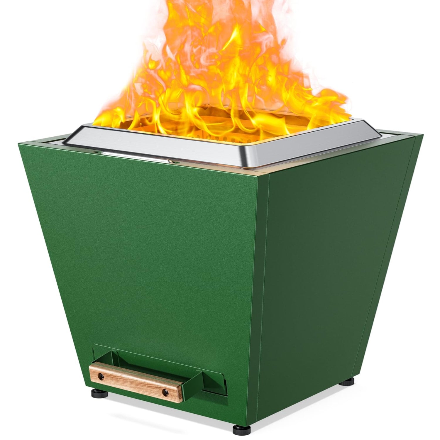 REIBII FXLS0605-511B39 Cyberpit One 20 Inch Smokeless Fire Pit Portable Outdoor Firepit with Ash Pan for Backyard Patio Camping Green