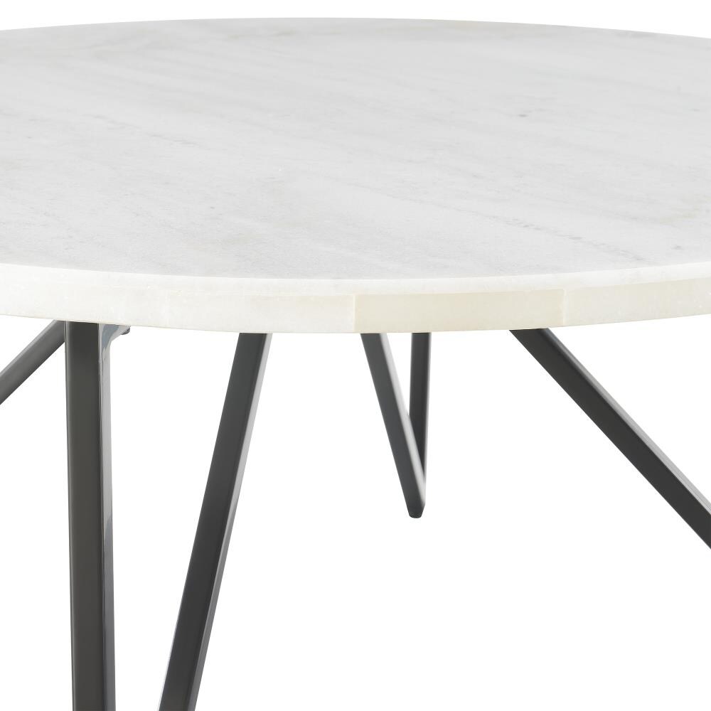Sleek 36" Transitional Round Coffee Table with White Marble Top