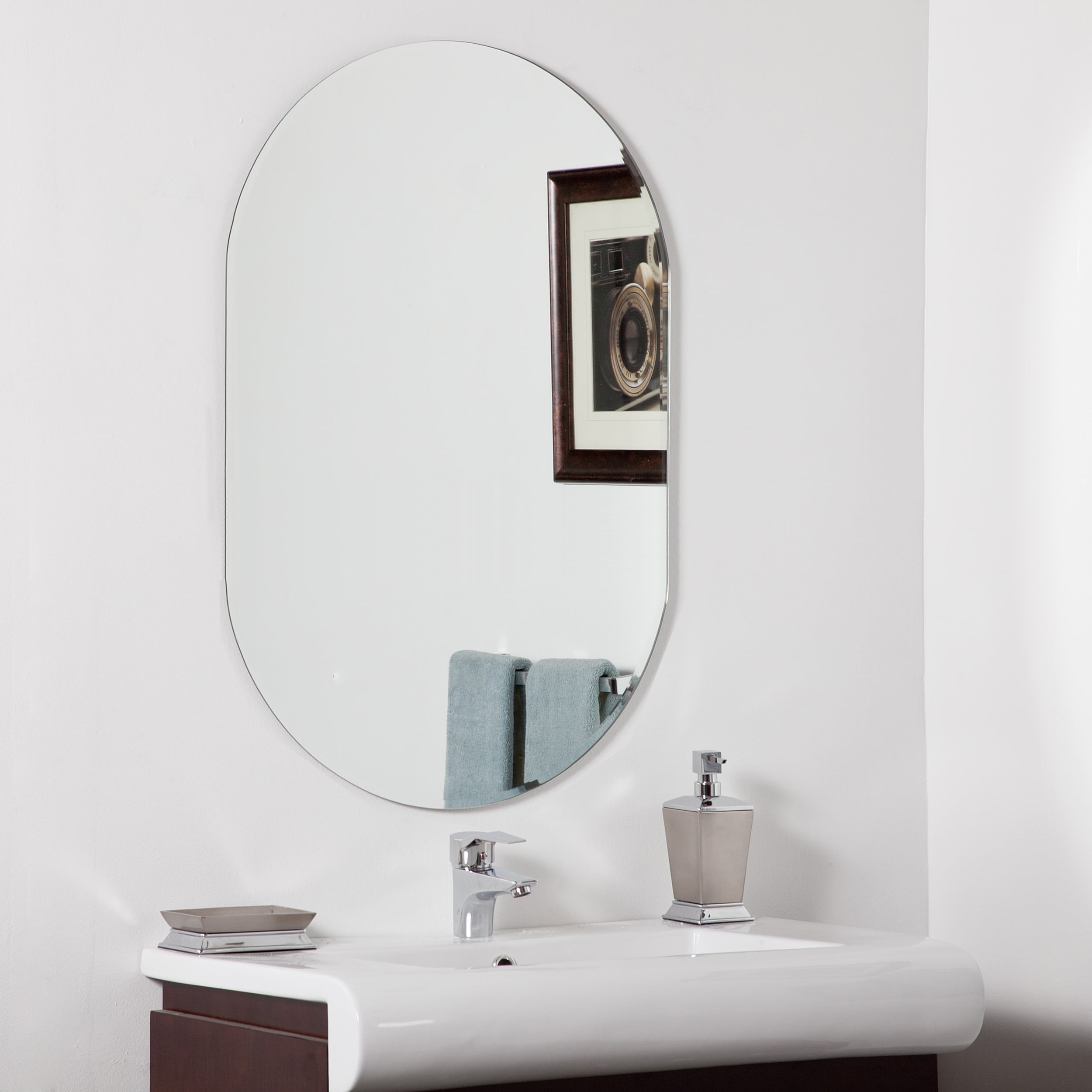 Khloe Frameless Rectangular Vanity Mirror with Beveled Edges