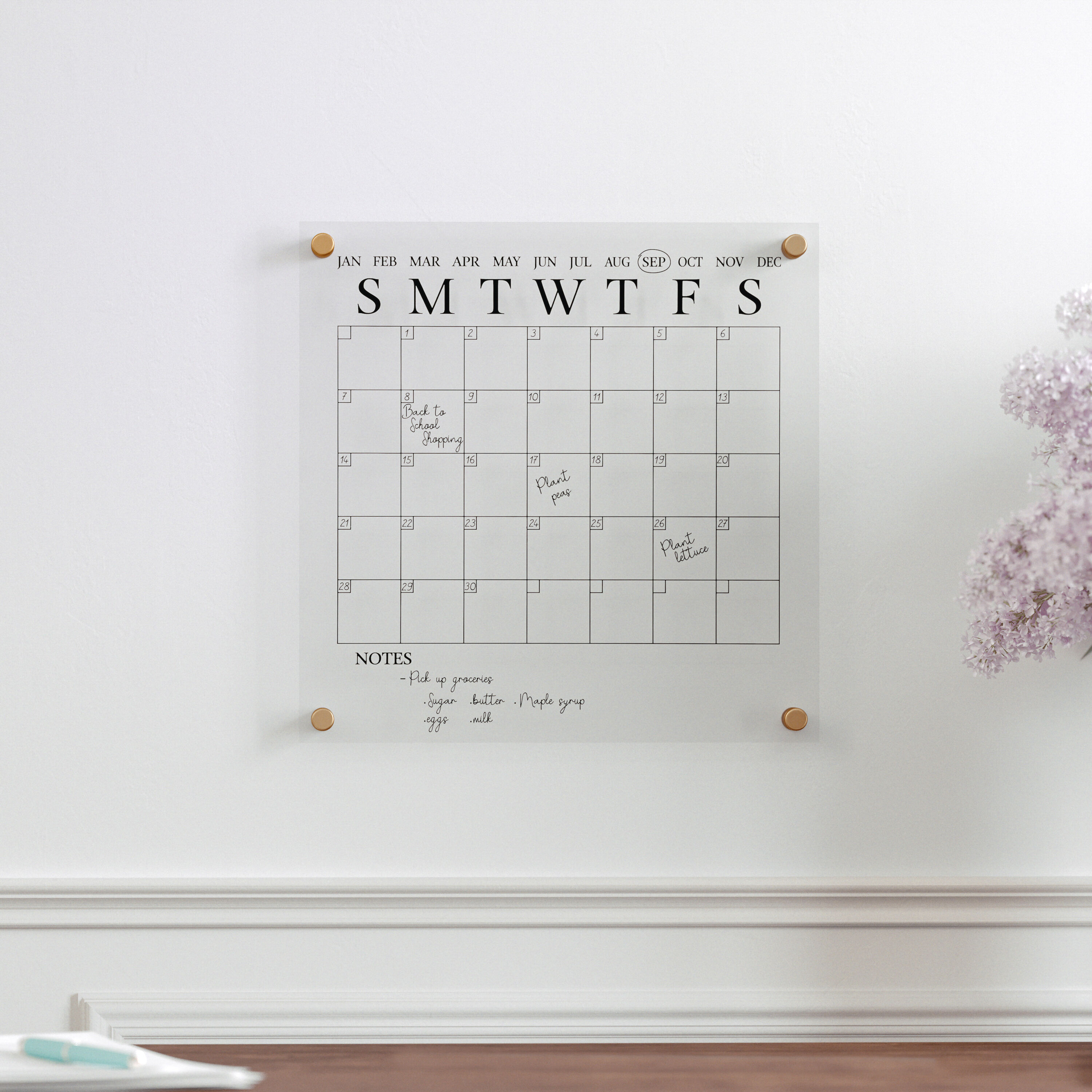 Martha Stewart Grayson Acrylic Dry Erase Wall Calendar with Dry Erase ...