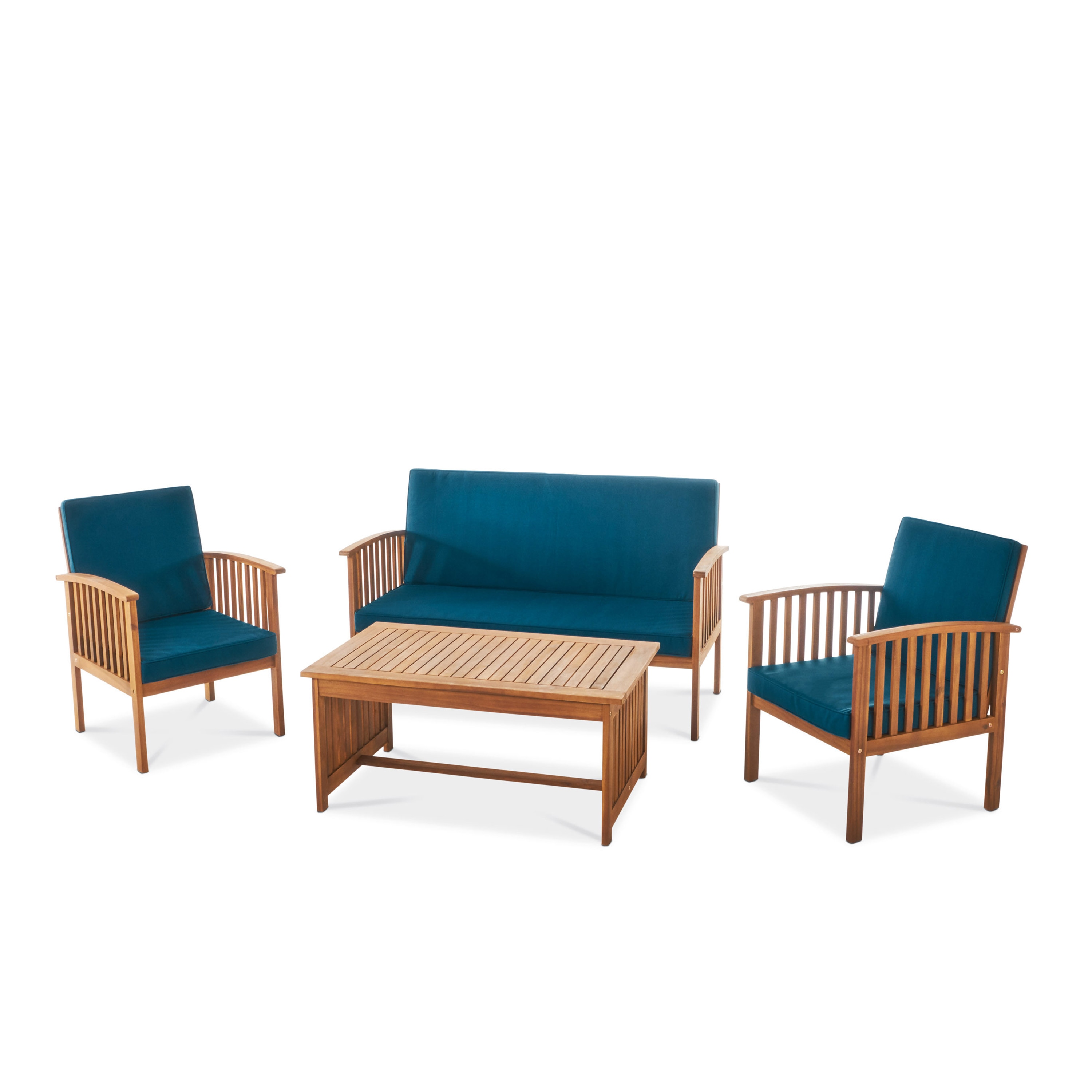 AHIOU HOME ZAAHG-59116DTSF Barton 4 -Piece Patio Conversation Set with Blue Cushions
