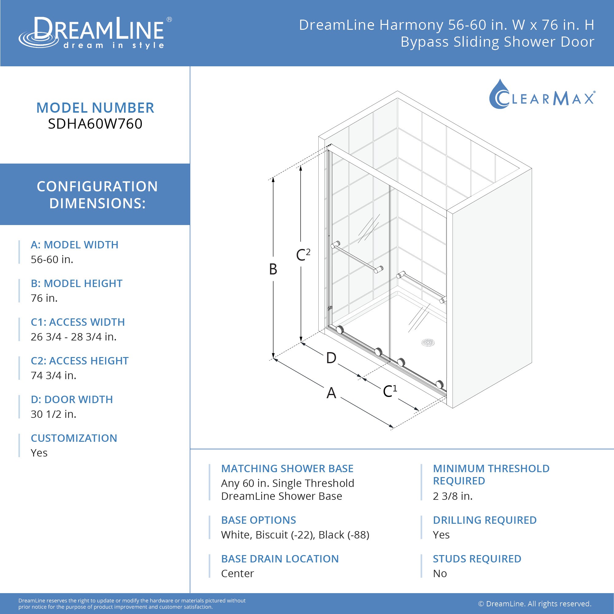 DreamLine SDHA60W760VXX06 Shower-Doors - View #2