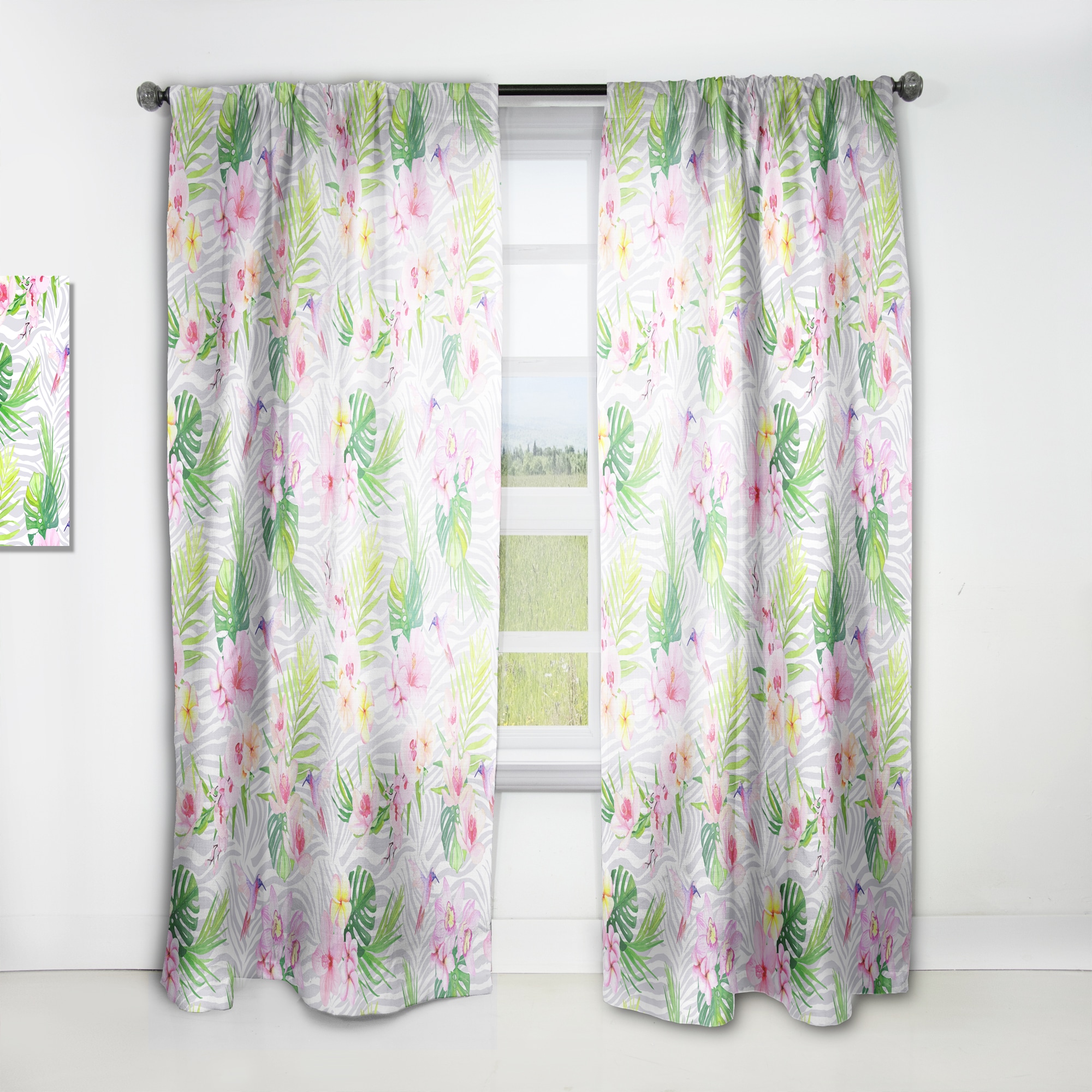 Designart CTN24511-52-95 95-Inches Green Abstract Room darkening Thermal lined Rod pocket Single curtain panel