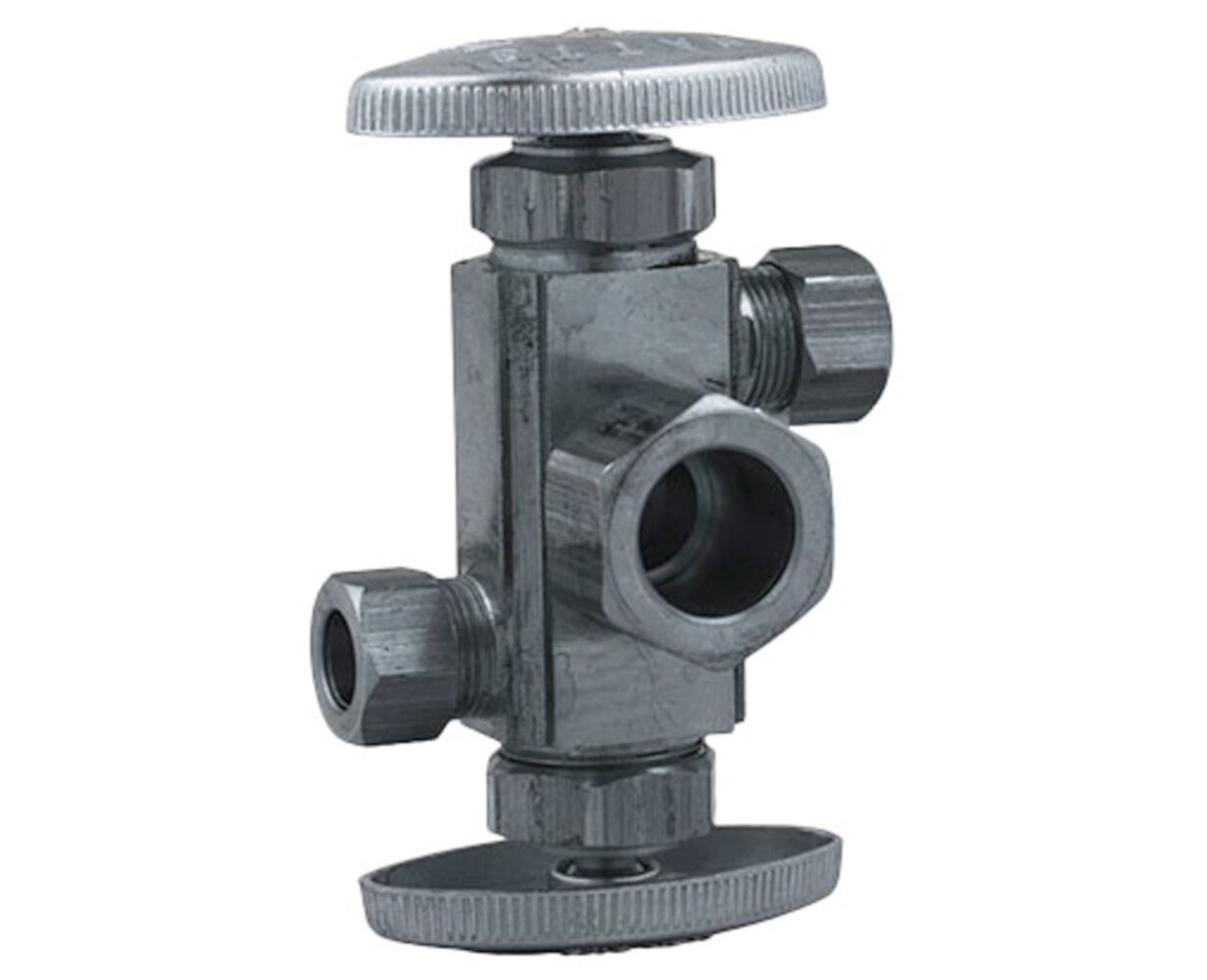 734471 5/8-in Compression x 3/8-in Compression Brass Multi turn Stop 3-way valve