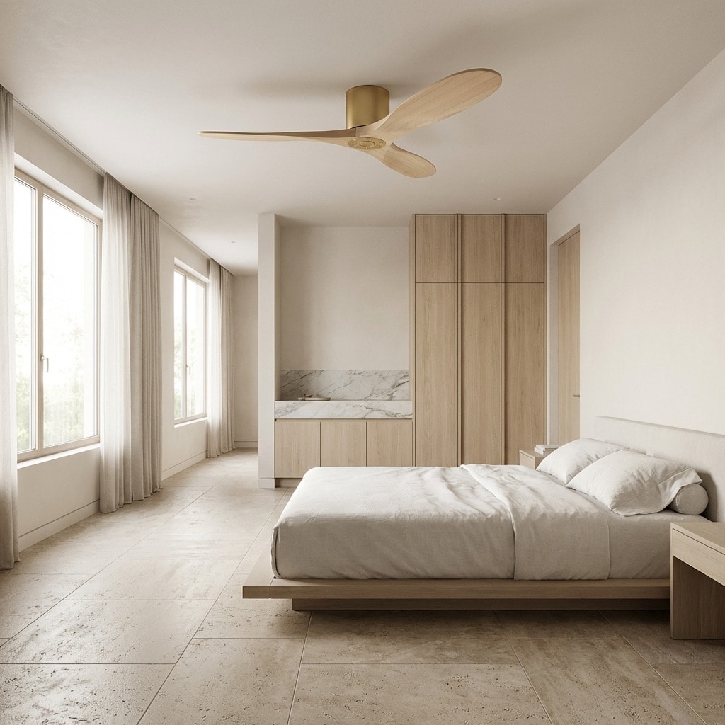Generation Lighting Maverick 52-in Burnished Brass Covered Outdoor Flush Mount Ceiling Fan Without Light and Remote Control Included Sansujyuku sansujyuku.com