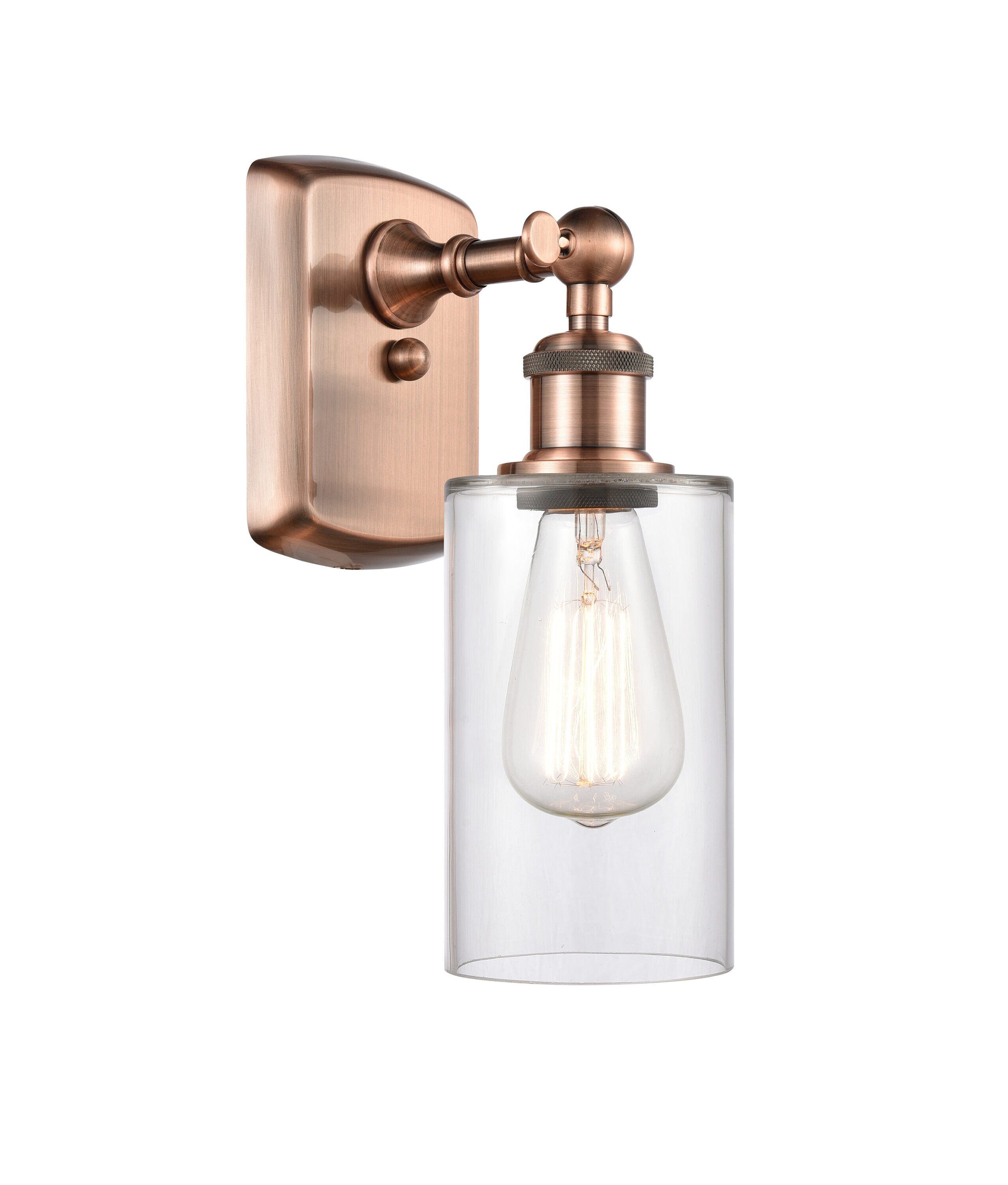 Innovations Lighting 516-1W-AC-G802 Clymer 3.88-in W 1 -Light Antique Copper Wall Sconce