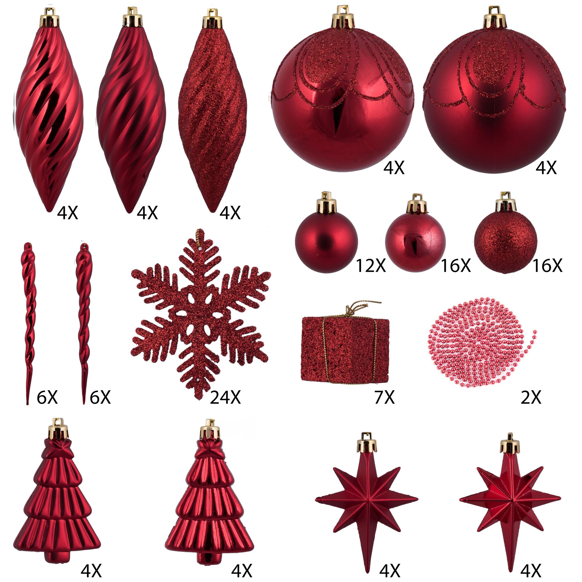 Vickerman N512503 125-Pack Red Mini Indoor Ornament Shatterproof
