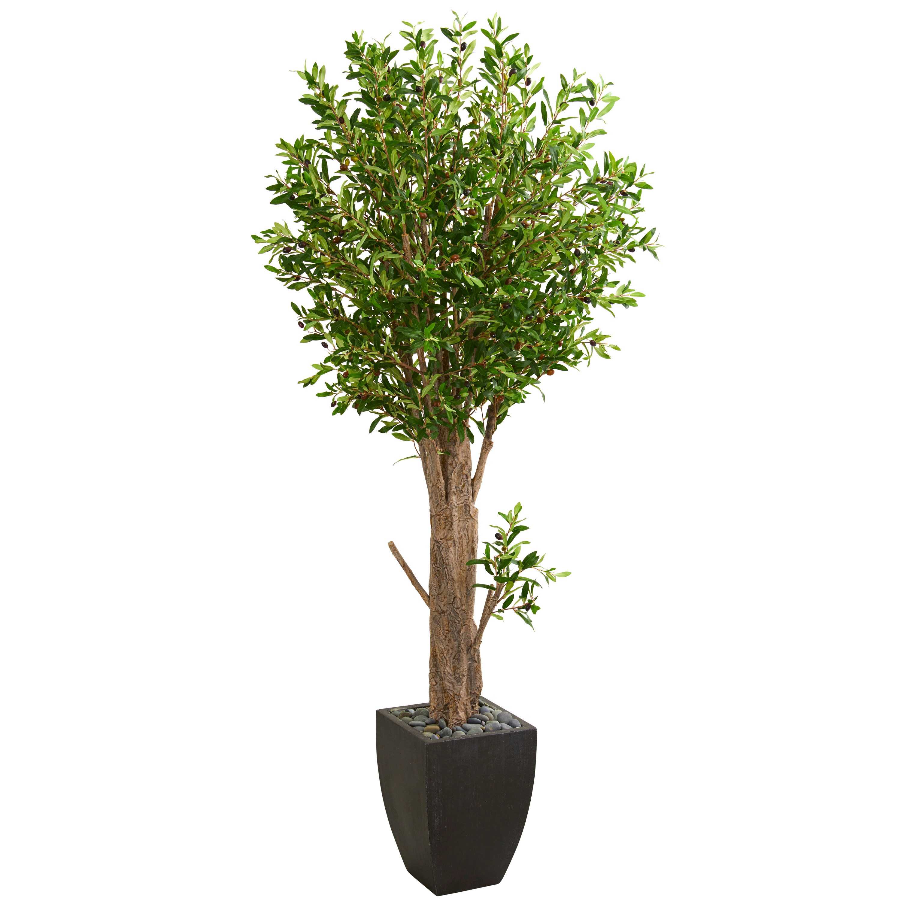 Nearly Natural  6.5-ft Olive Artificial Tree in Black Planter