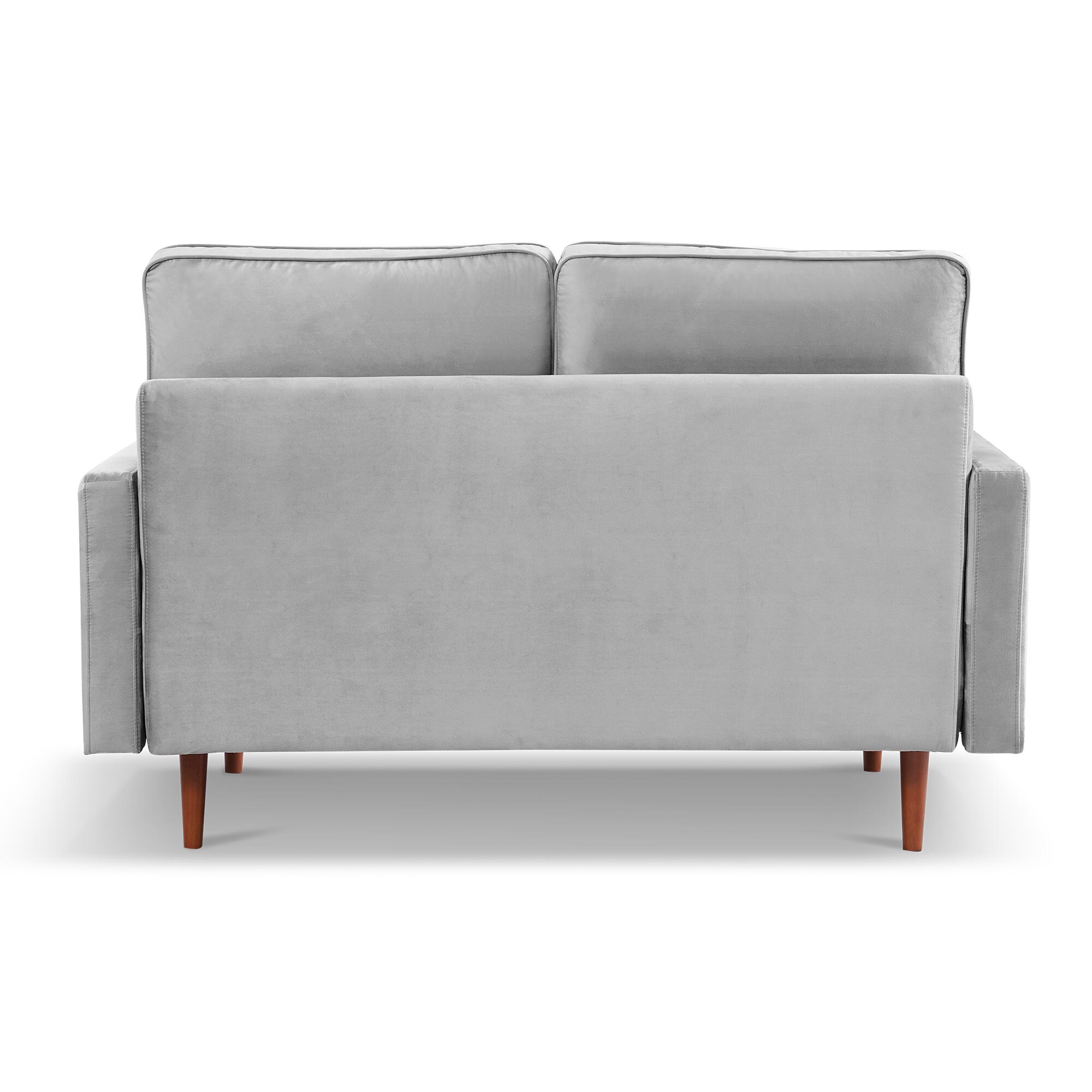 57 Inch Grey Velvet Loveseat with Bolster Pillows