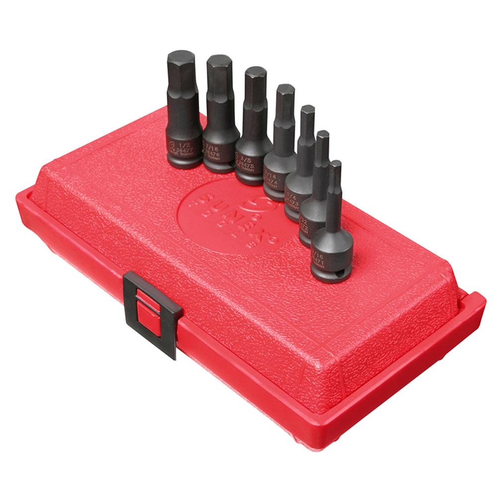 Sunex Tools 3647 7-Piece Standard (SAE) 3/8-in Drive Set 6-Point Impact Socket Set