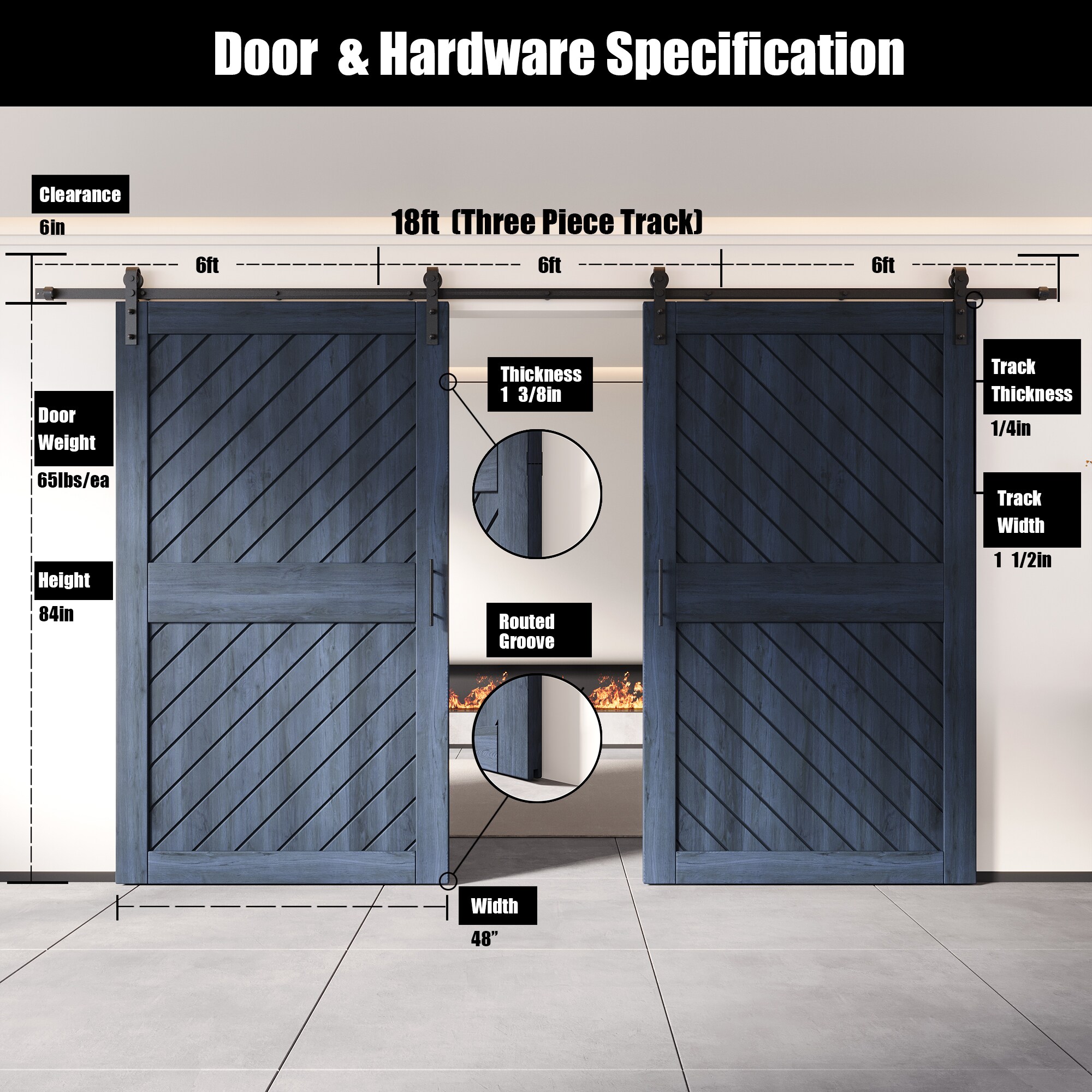 HOMACER YT2H216C-XT1-4884-NA Barn-Doors - View #2