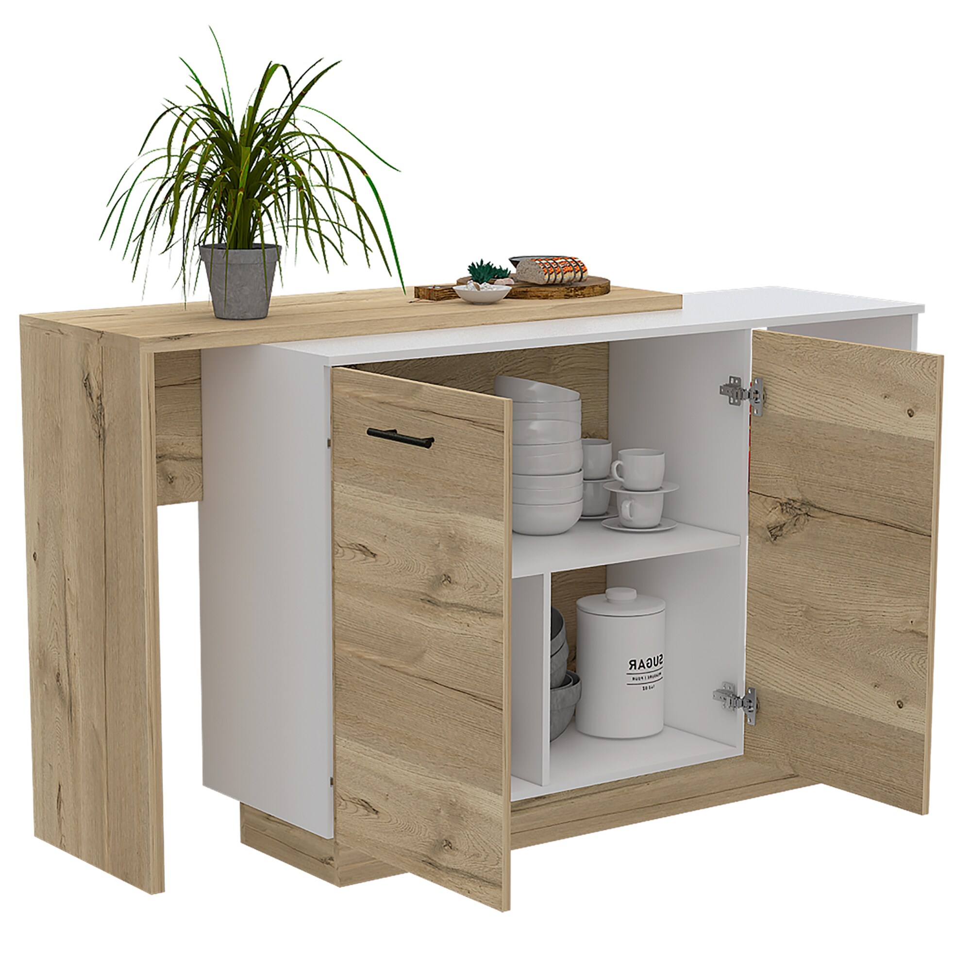 BABOOM Composite Base with Composite Top Kitchen Island (23.6-in x 59-in x 35.4-in)
