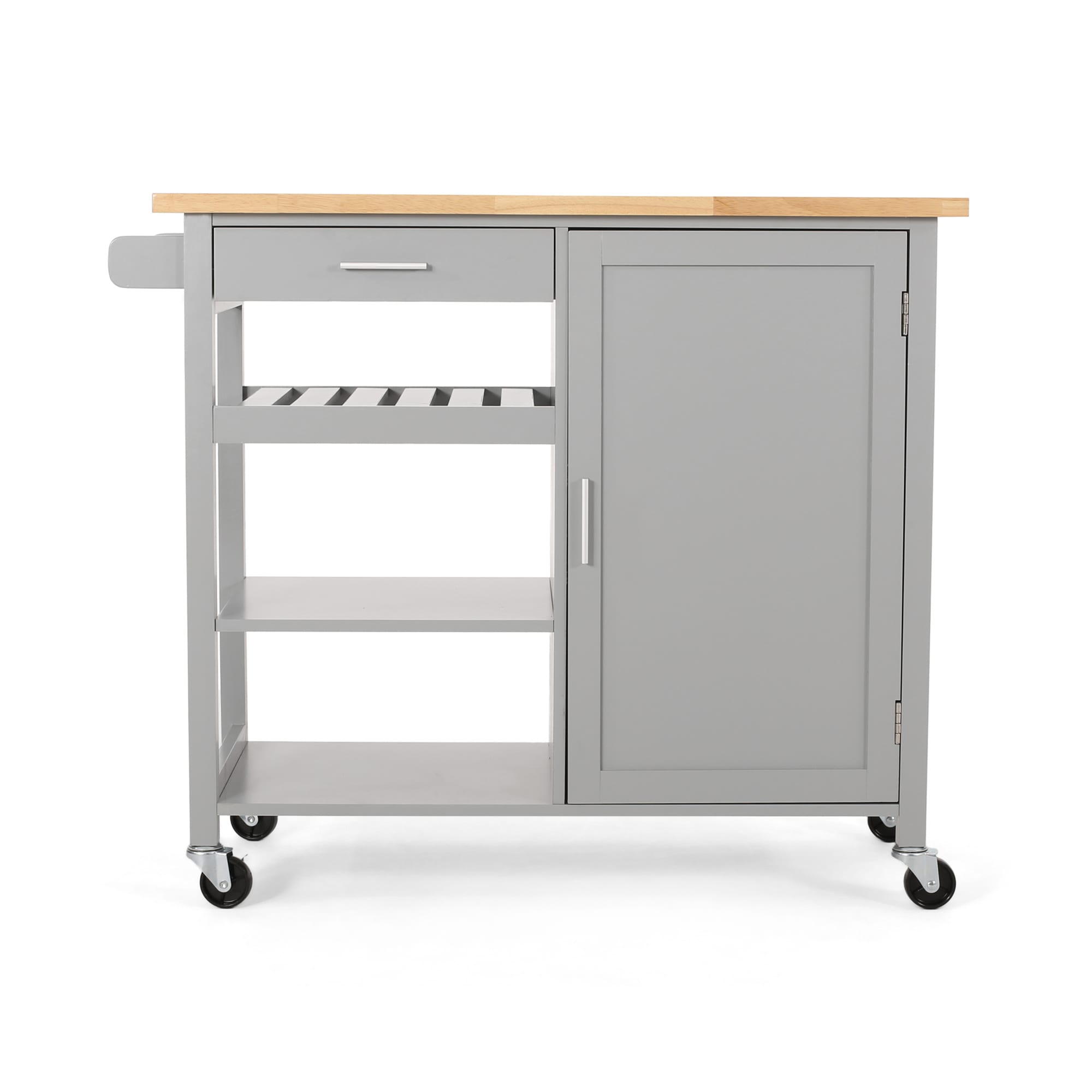 BABOOM Gray Wood Base with Wood Top Rolling Kitchen Cart (18.9-in x 41.75-in x 35.25-in)