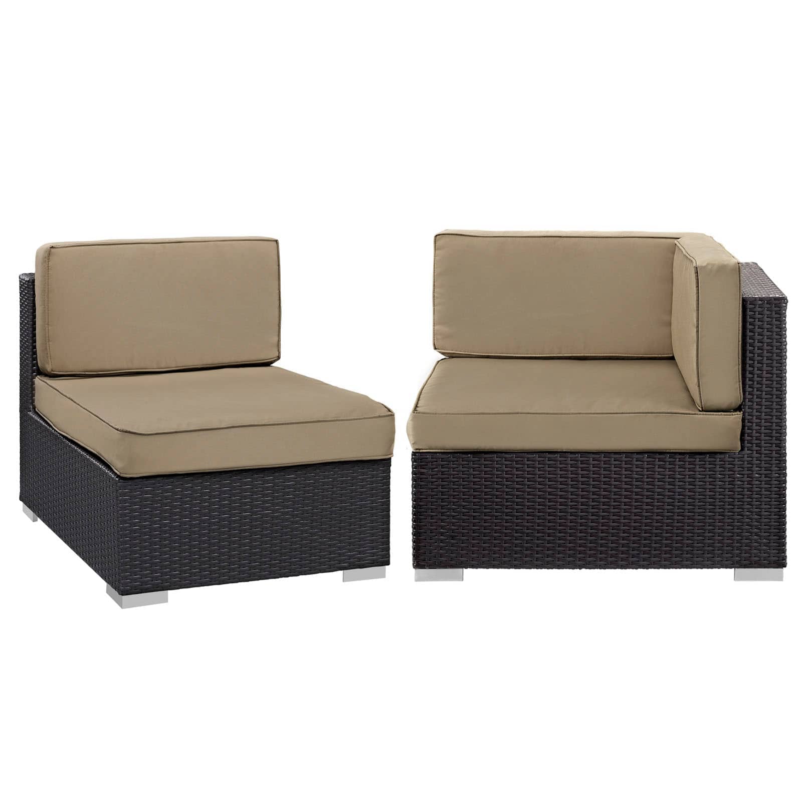 Modway EEI-1689-EXP-MOC  Gather Corner and Middle Outdoor Sectional Set in Espresso Mocha