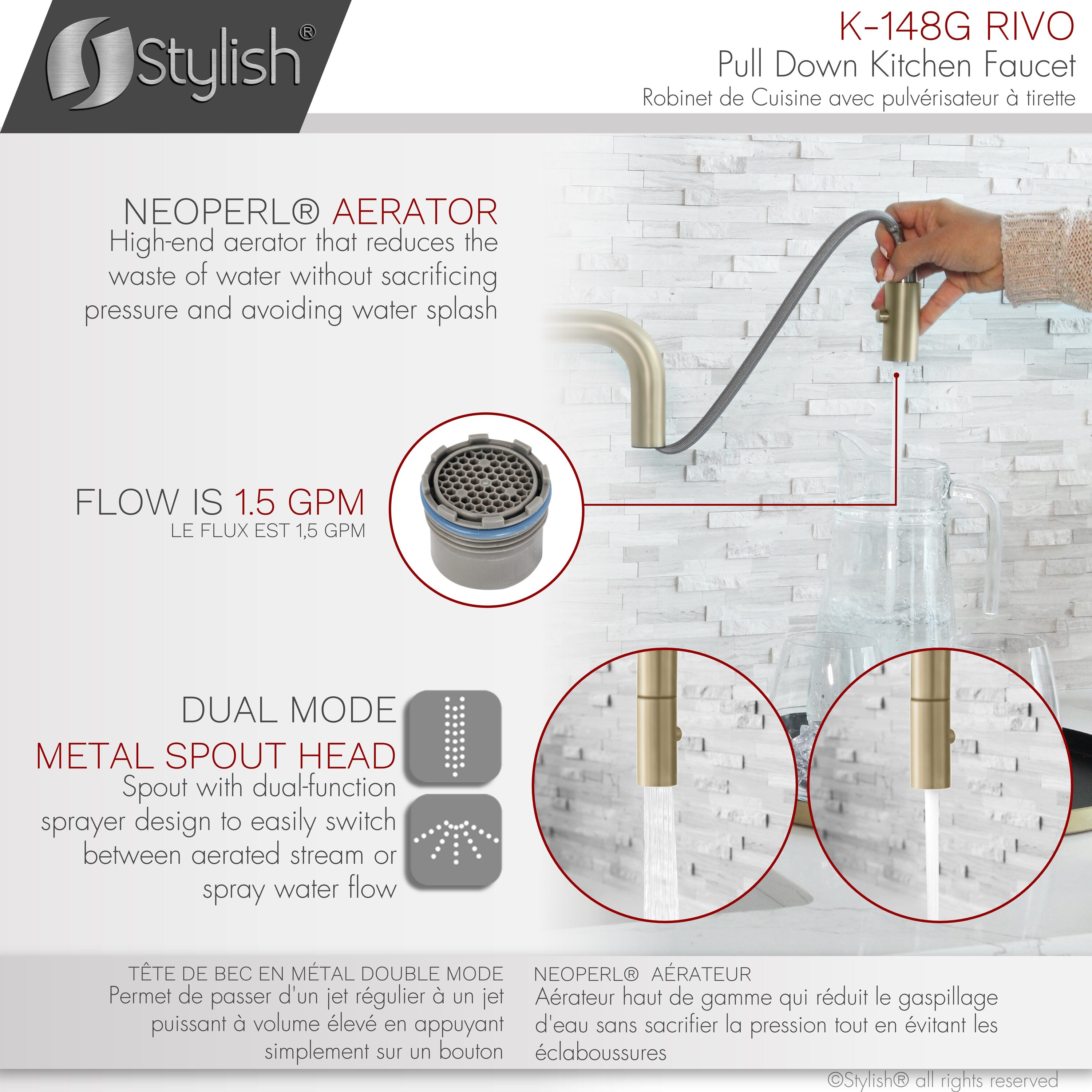 Stylish K-148G Kitchen-Faucets - View #5