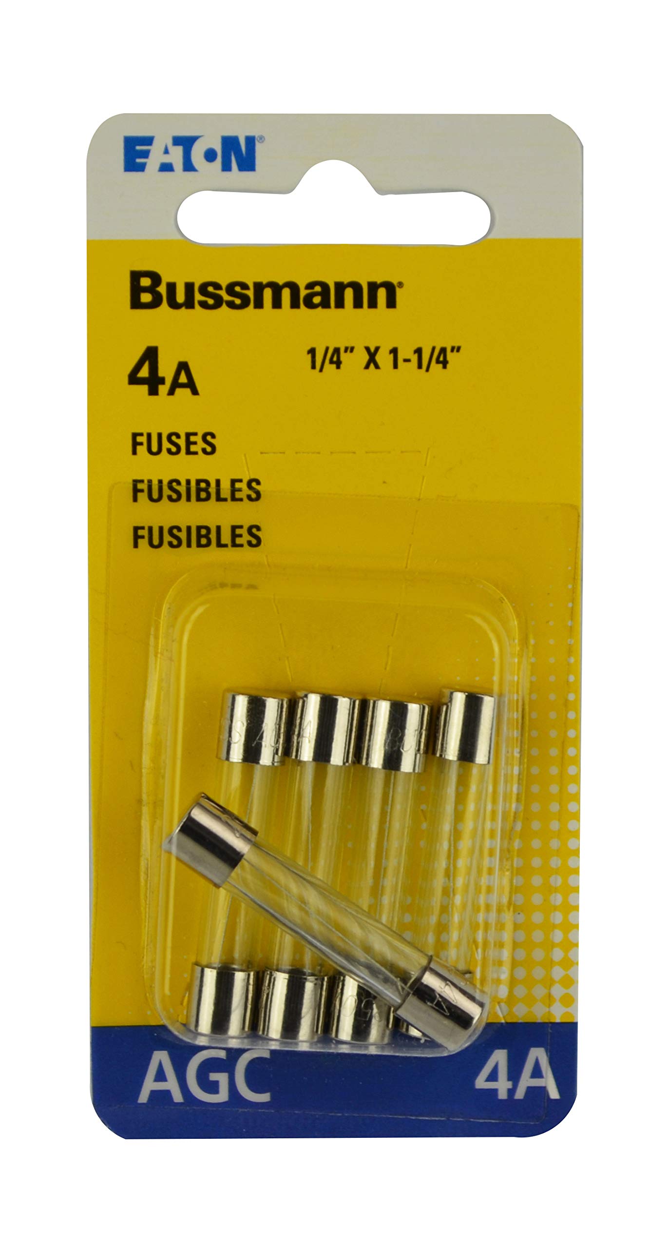Bussmann 4A 250V Fast-Acting Glass Tube Fuse with Plated Brass End Caps (Automotive Optional Axial Leads)