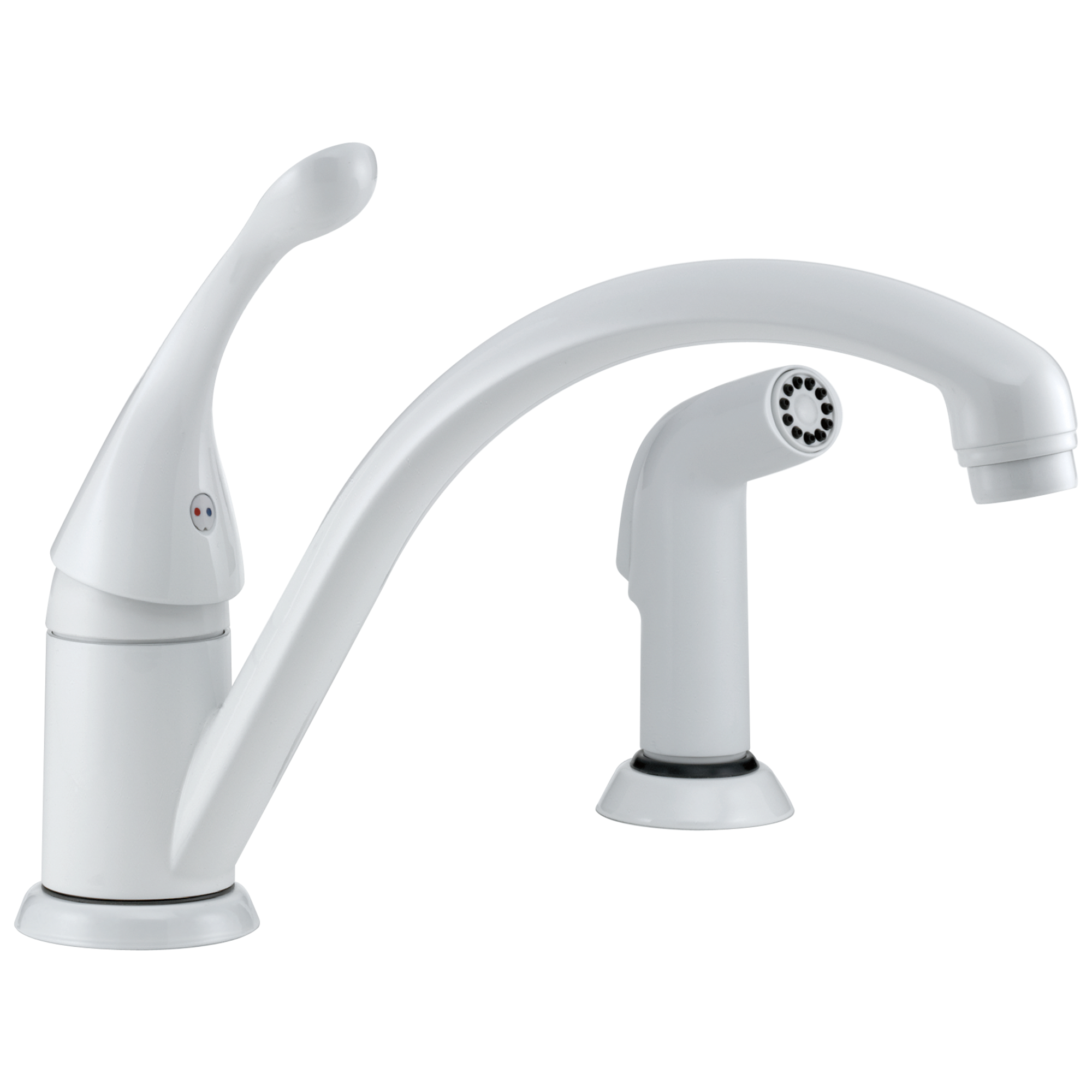 Delta 441-WH-DST Collins White Single Handle Low-arc Kitchen Faucet (Side Spray Included)