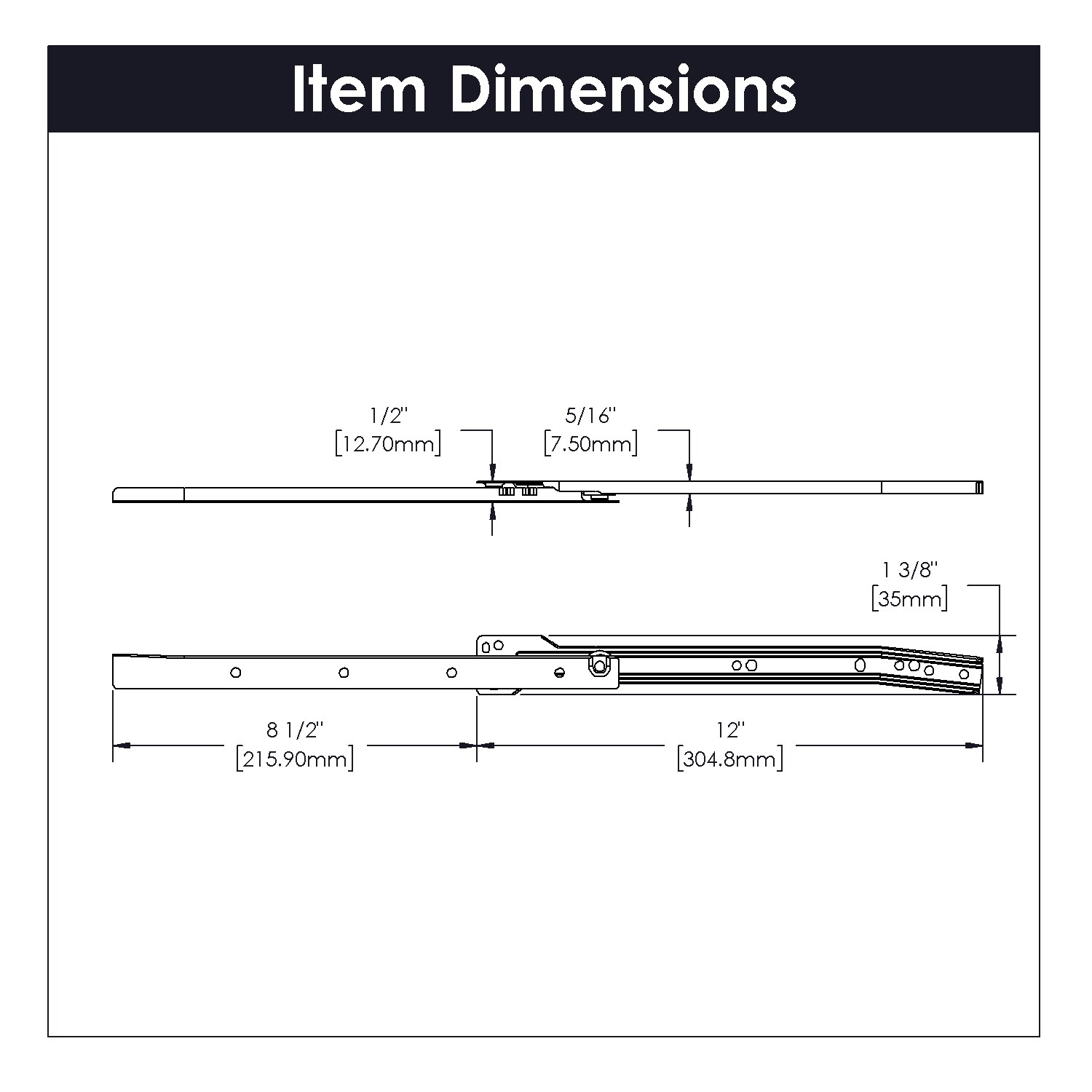 Kingsman Hardware 12-in Self-Closing Side Mount Drawer Slide 100-lb Load Capacity (6-Pieces) | WCDS12-6