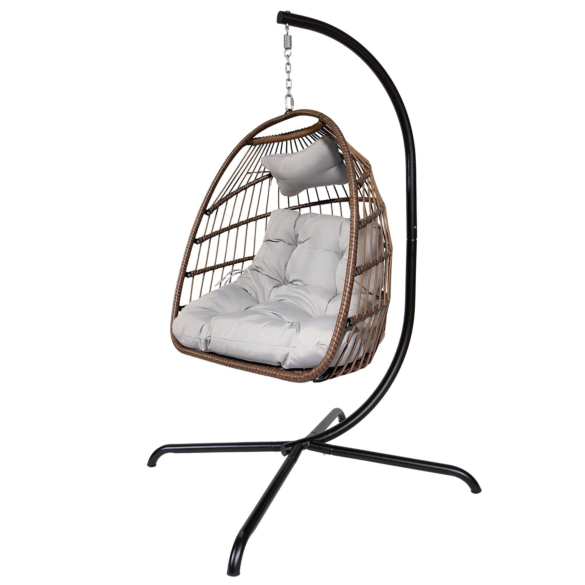 CASAINC QH-W29506461 Hanging Chair Swing Egg Chair Gray Woven Hammock Chair with Stand