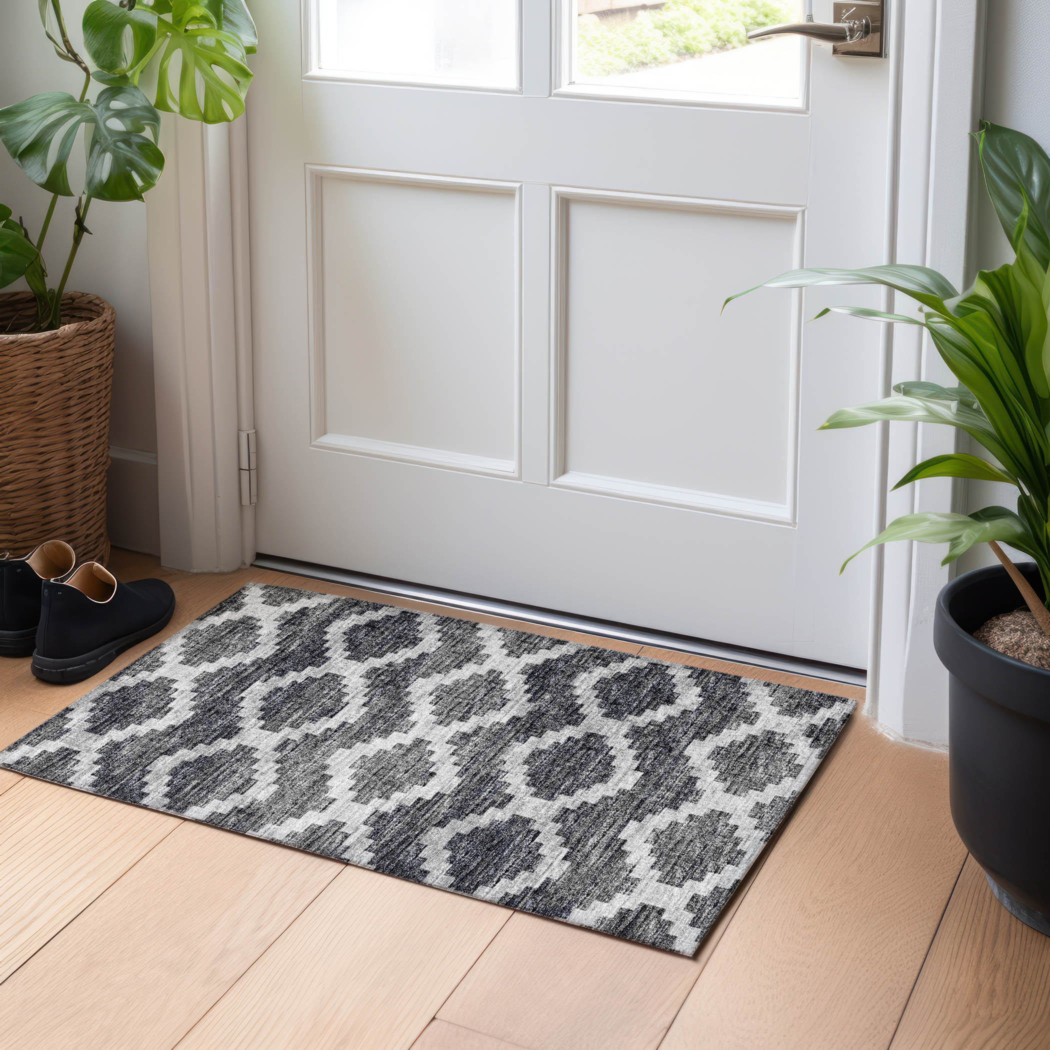 Addison Rugs AMF115GR20X30 Mayfield AMF115GR 2 x 3 (ft) Loomed Polyester Gray Rectangular Indoor Geometric Machine washable Area rug