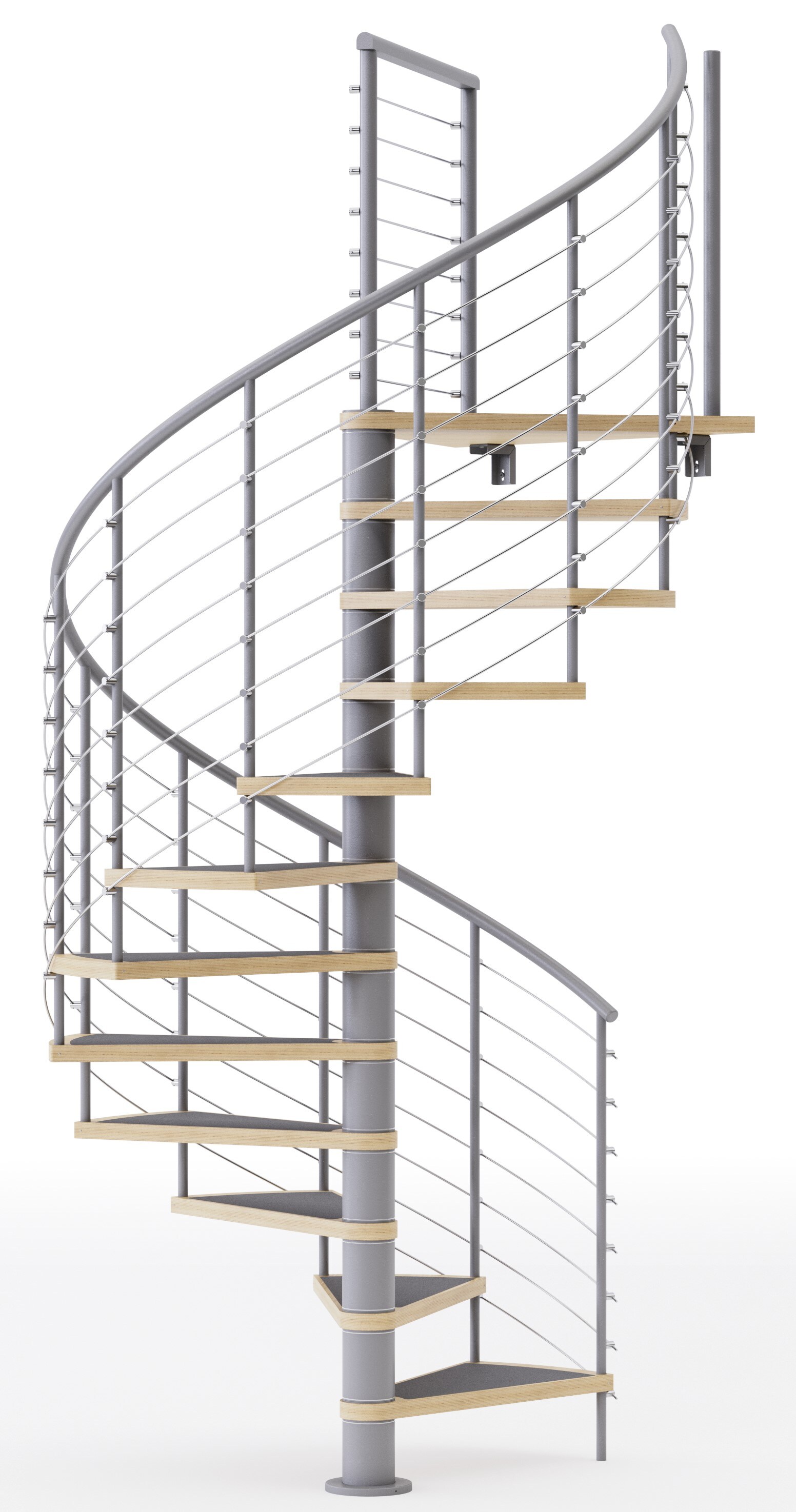 Mylen Stairs Hayden 60-in x 13.34-ft 1 Platform Rails Gray Spiral ...