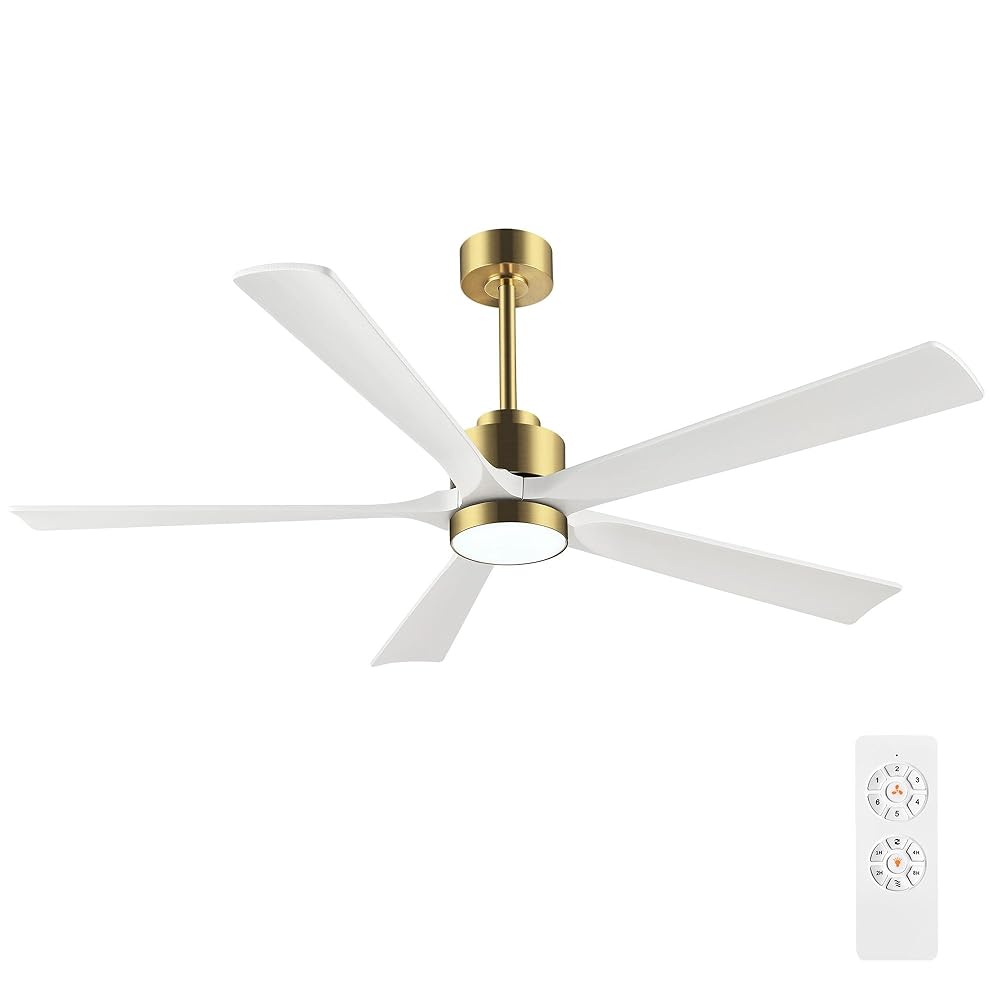 MLIAN WBCF-BS260-GW BS88 52-in Integrated LED White with White Blades Ceiling Fan With Light - Remote Included ( 5 -Blade )