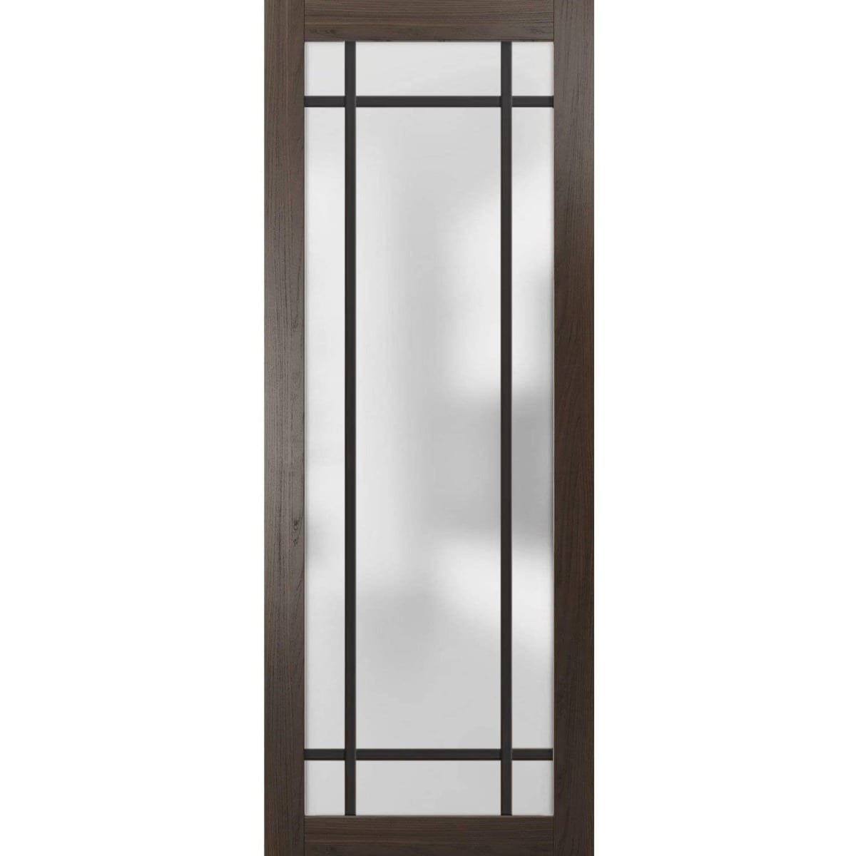 SARTODOORS Slab Barn Door Panel Frosted Glass - Planum 2112 Chocolate Ash - Sturdy Finished Doors - Pocket Closet Sliding-32 x 80