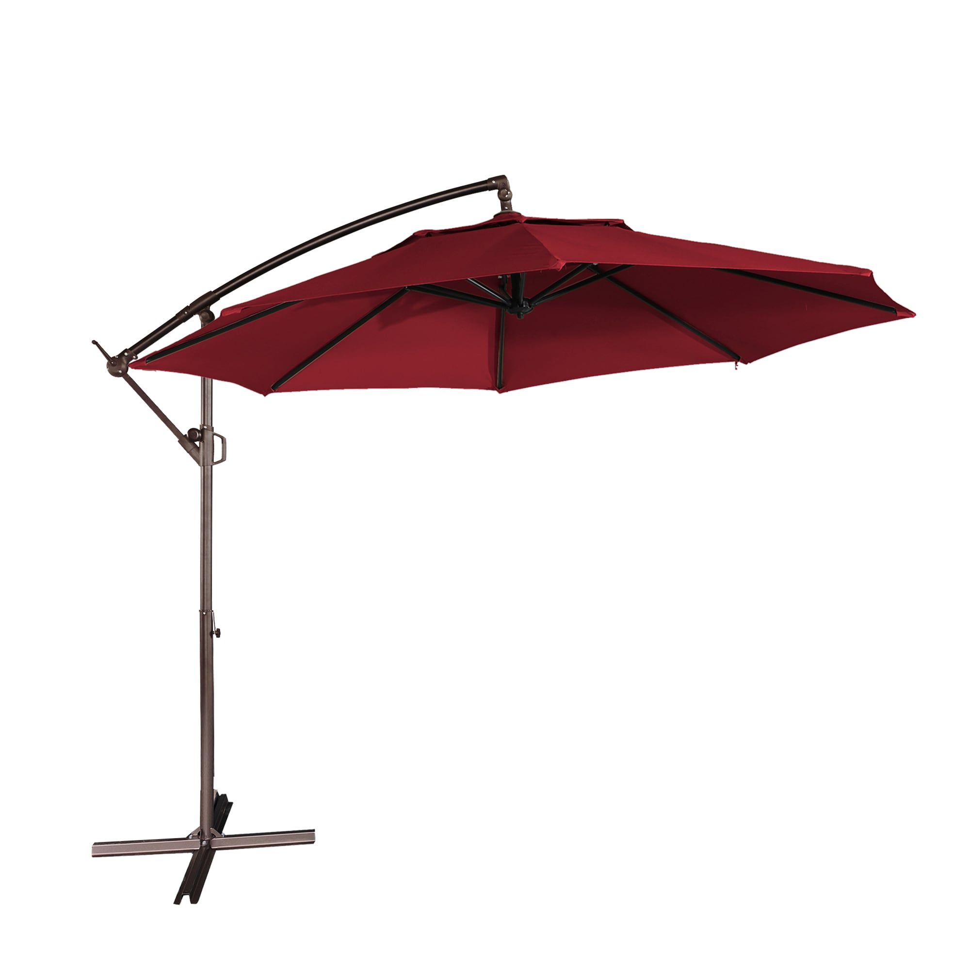 Mondawe 21WF371RD-ED 11-ft Iron Red Crank Offset Patio Umbrella