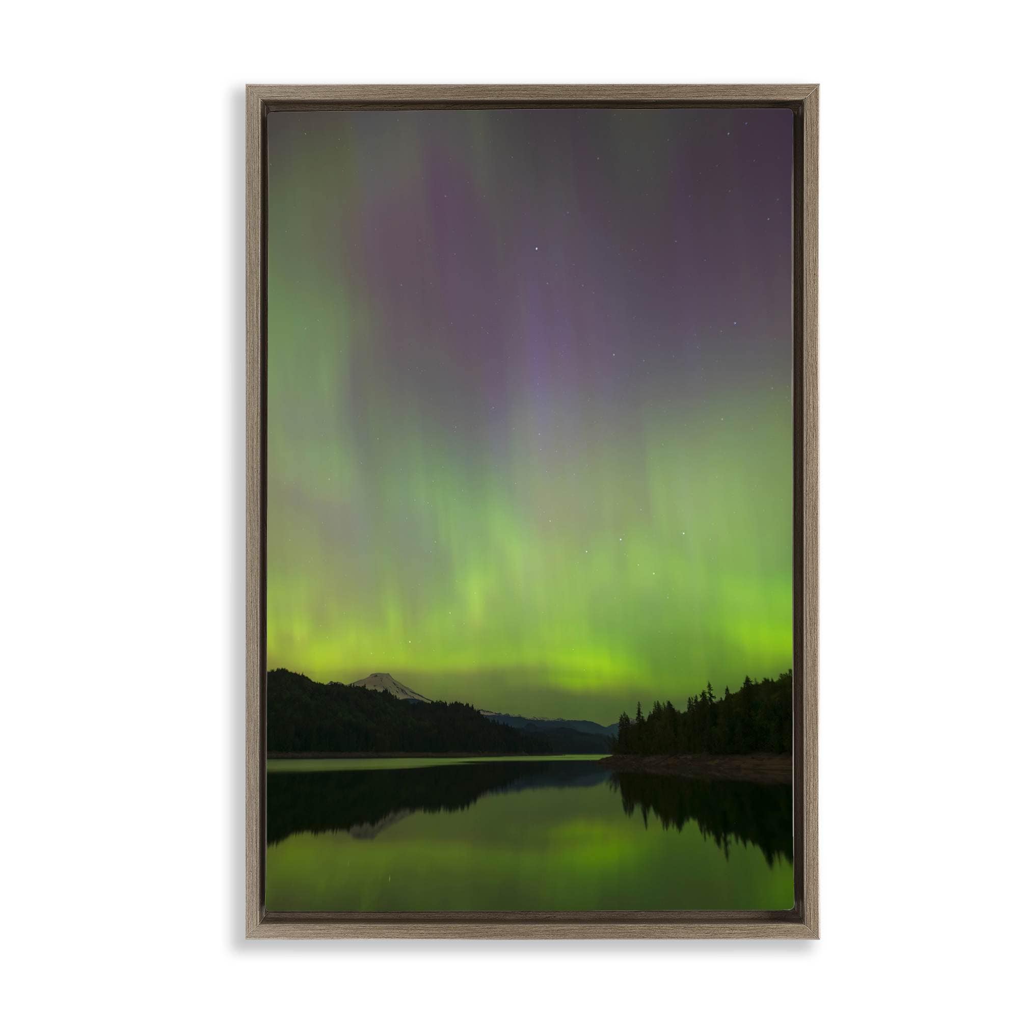 Stupell Industries BS-633-FFE-16X24 Green Aurora Landscape Floating Frame design by Nancy Crowell