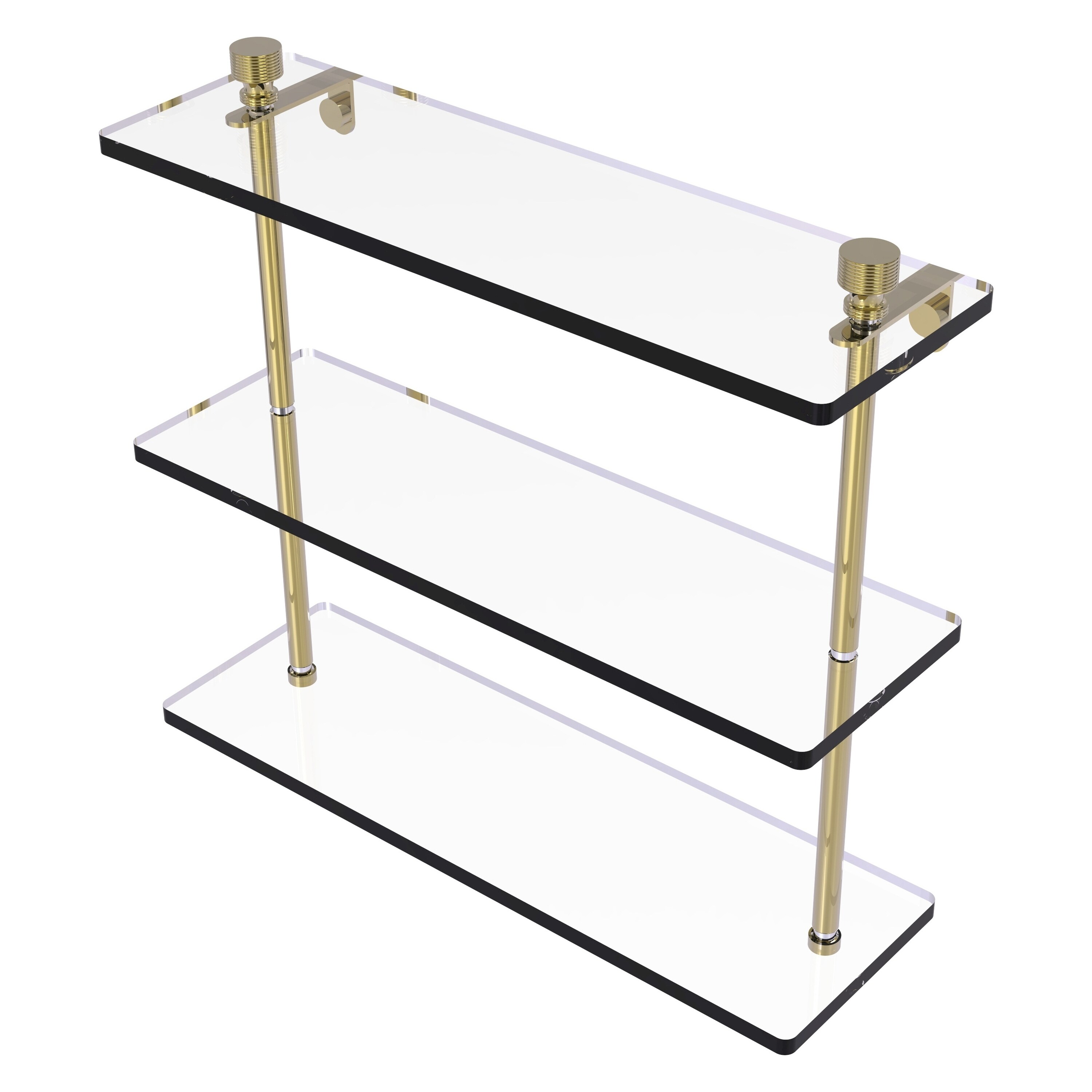 Allied Brass FT-5/16-UNL Fox trot Unlacquered 3-Tier Brass Wall Mount Bathroom Shelf (16-in x 8-in x 5-in)