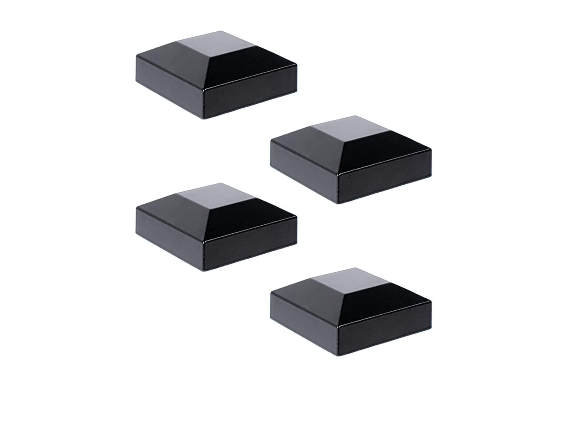 Etokfoks  2 x 2 Aluminum Pyramid Fence Post Caps Powder Coated Black Pressure Fit 4 Pack 2 25 x 2 25 in Base 0 56 in Overall 0 9 in Outdoor