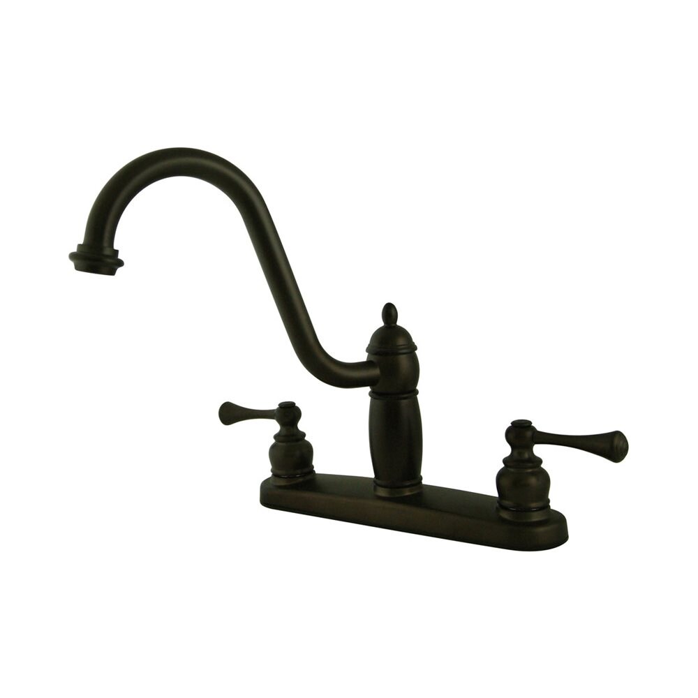 New Orleans Oil-Rubbed Bronze Double Handle High-arc Kitchen Faucet with Deck Plate | - Elements of Design EB1115BLLS