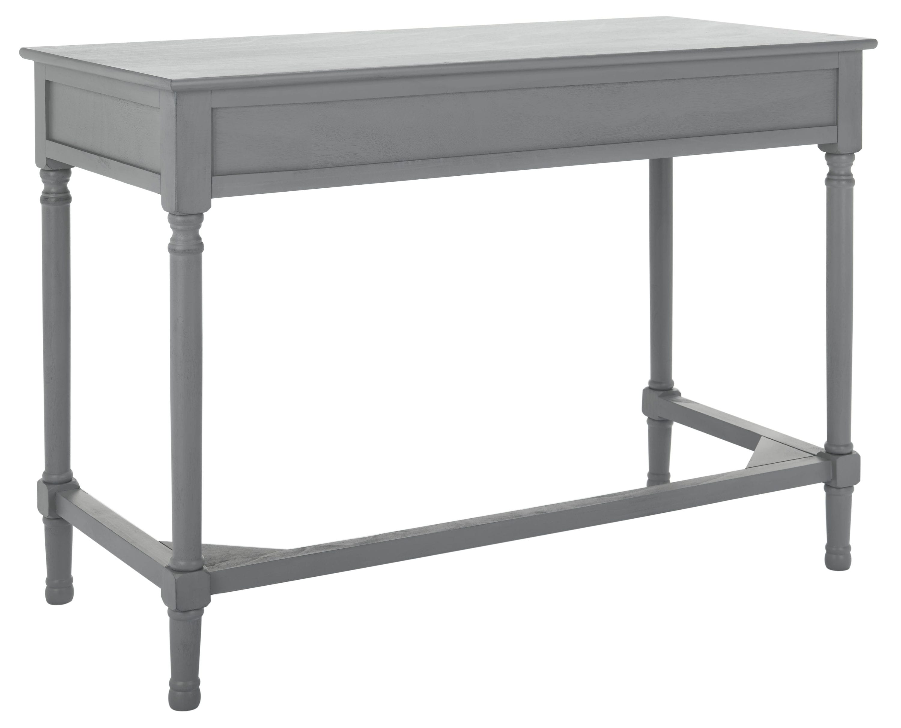 Josie Artisan Carved Floral 46" Wood Desk with Drawers in Distressed Grey