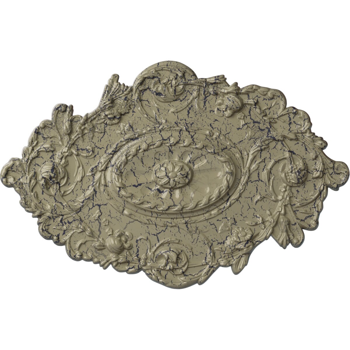 Ekena Millwork CM30SGCSC Strasbourg 20-in W x 30.5-in L Painted Castle Stone Crackle Polyurethane Whole Ceiling Medallion