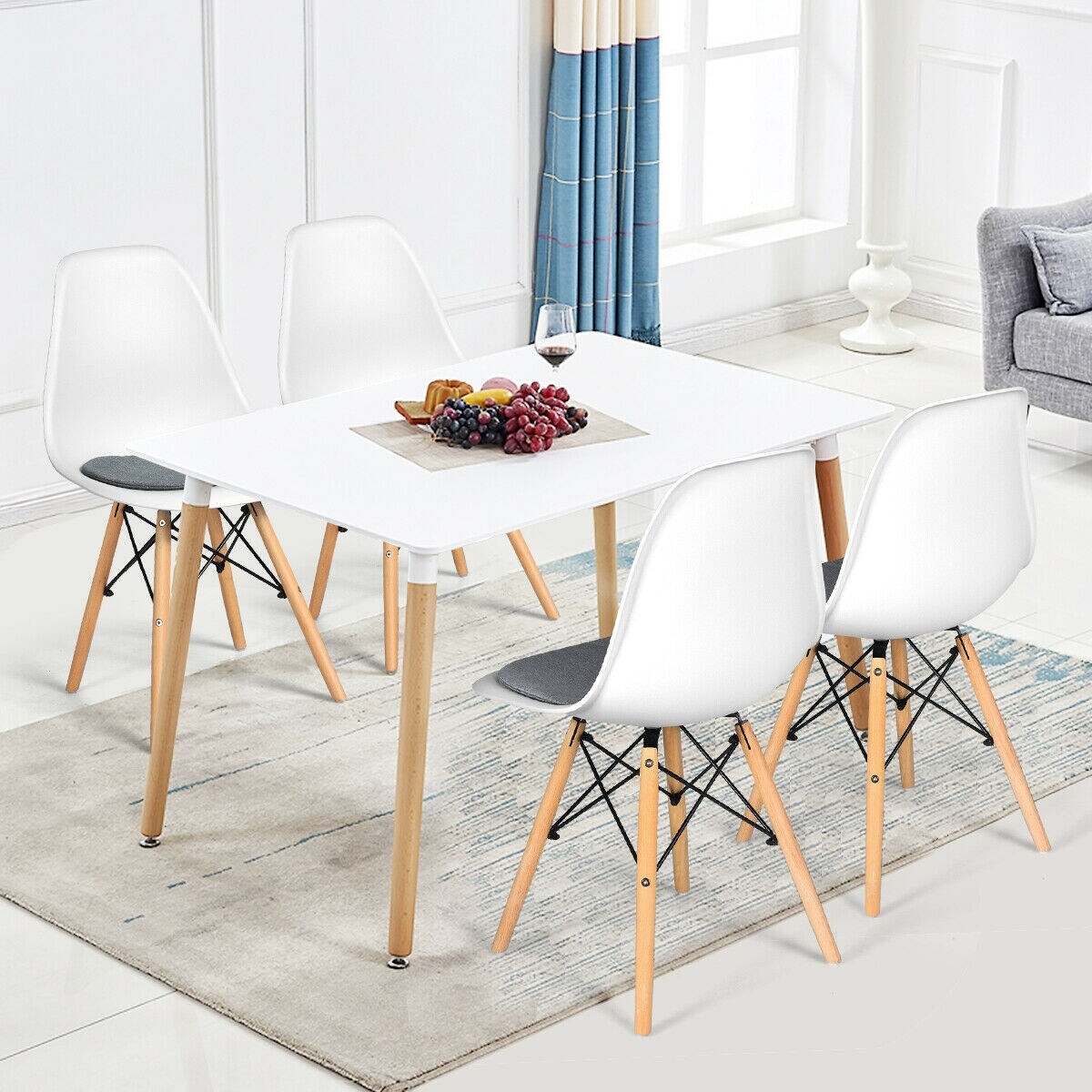 WELLFOR Set of 4 RT Chairs Contemporary/Modern Linen Upholstered Dining ...