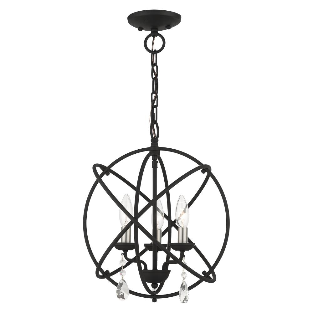Livex Lighting 40904-04 Aria 3 -Light Matte Black Transitional For Use in Bathrooms, Bedrooms, Dining Rooms, Foyers, Kitchens, Living Rooms Chandelier