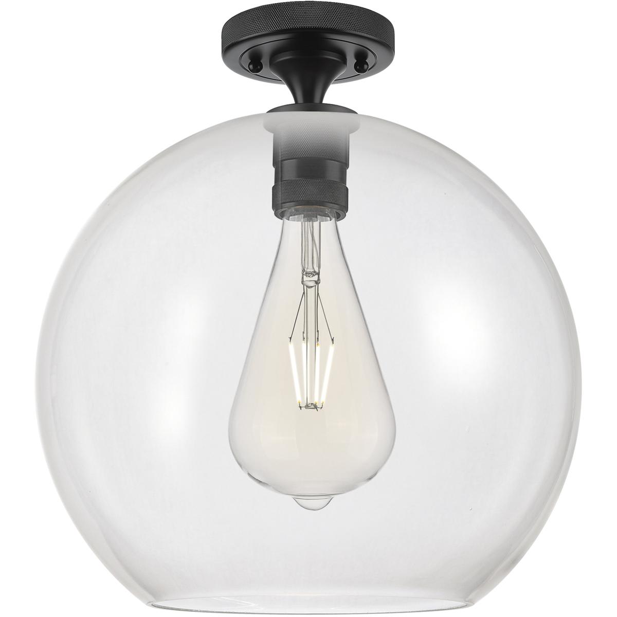 Innovations Lighting  434-1F-BK-G122-12 Crown Point Flush Mount Matte Black