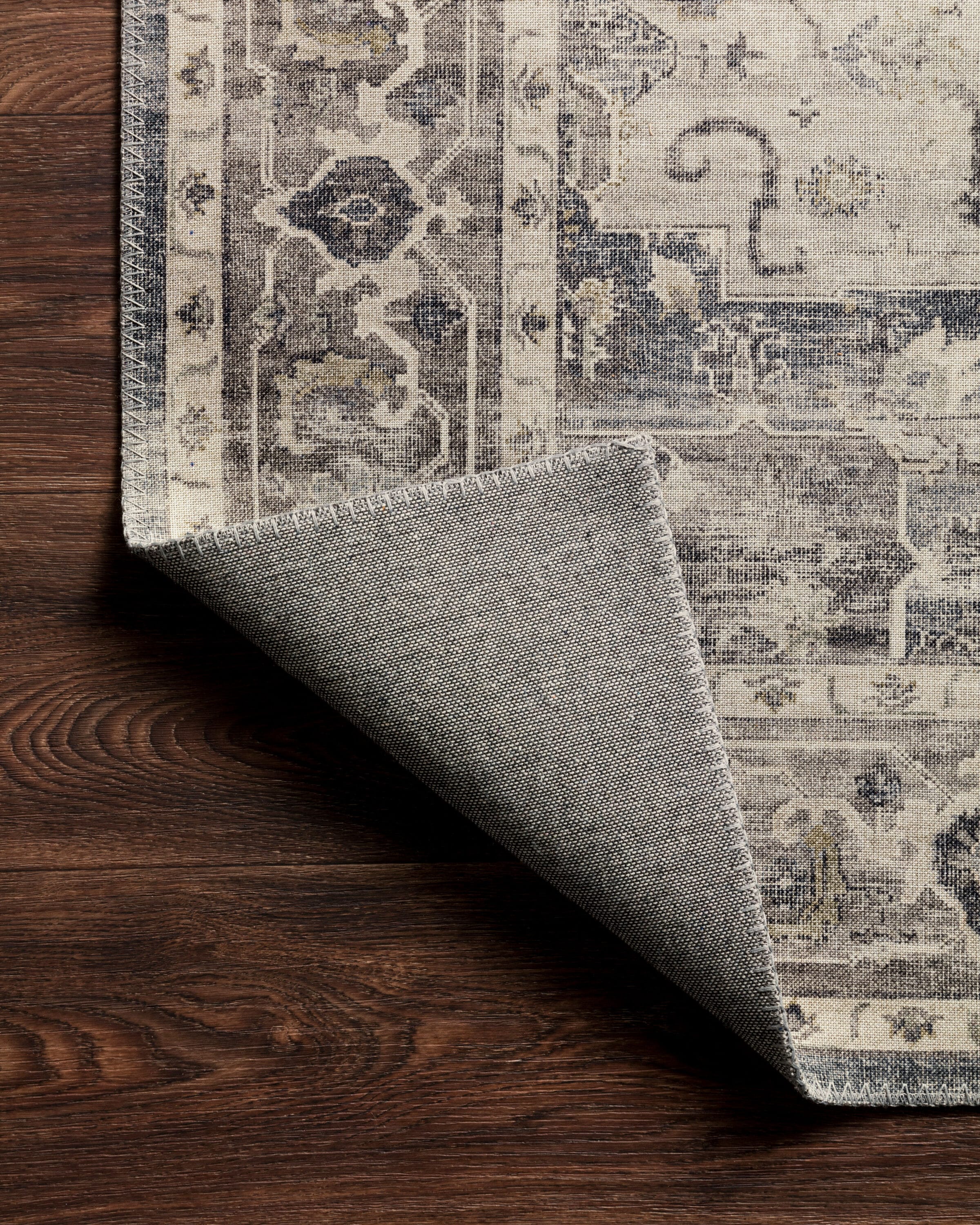 Ivory & Steel Oriental Inspired Easy-Care Synthetic Rug - 3'6" x 5'6"