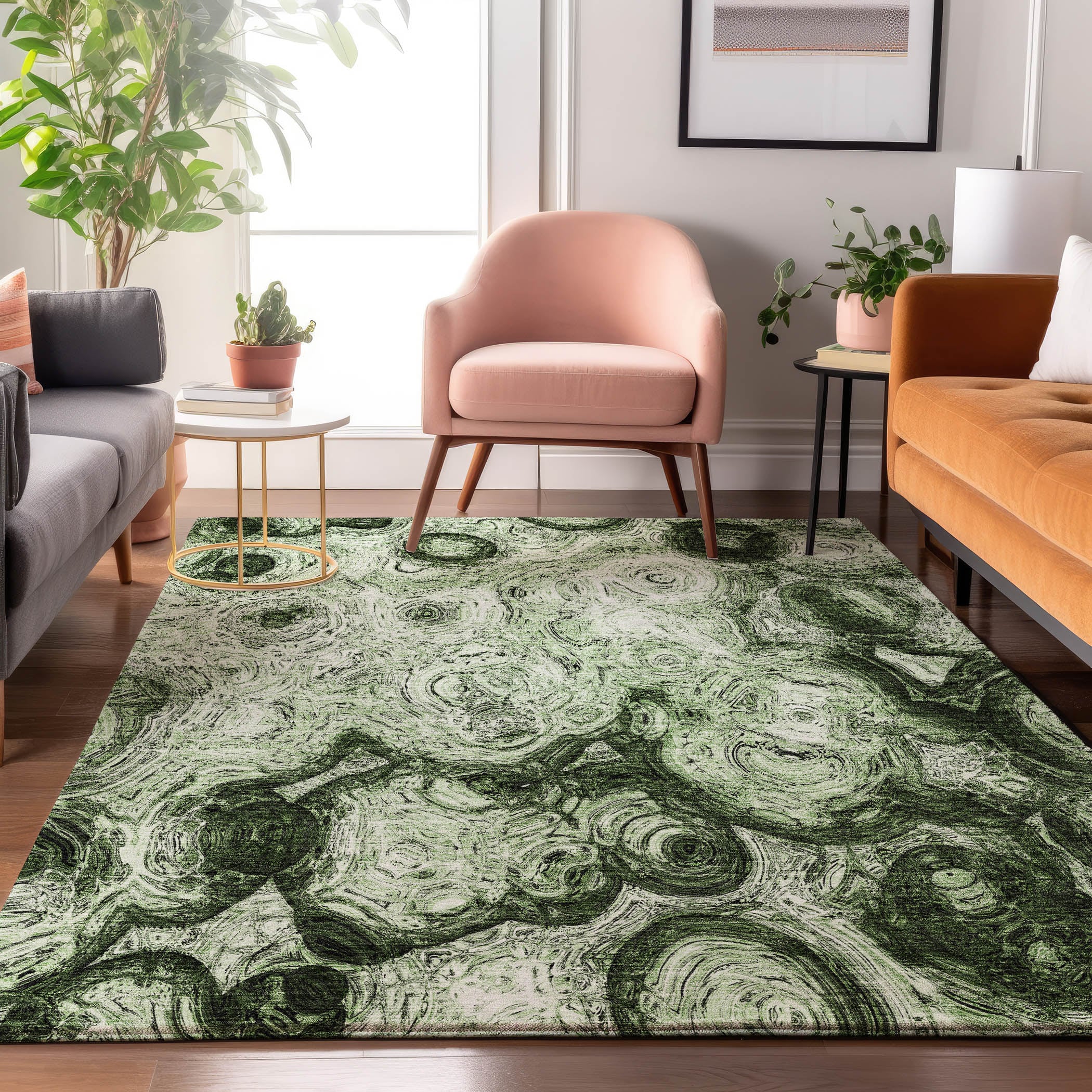 Addison Rugs AMF579GE30X46 Mayfield AMF579GE 2 x 3 (ft) Loomed Polyester Green Rectangular Indoor Geometric Machine washable Area rug