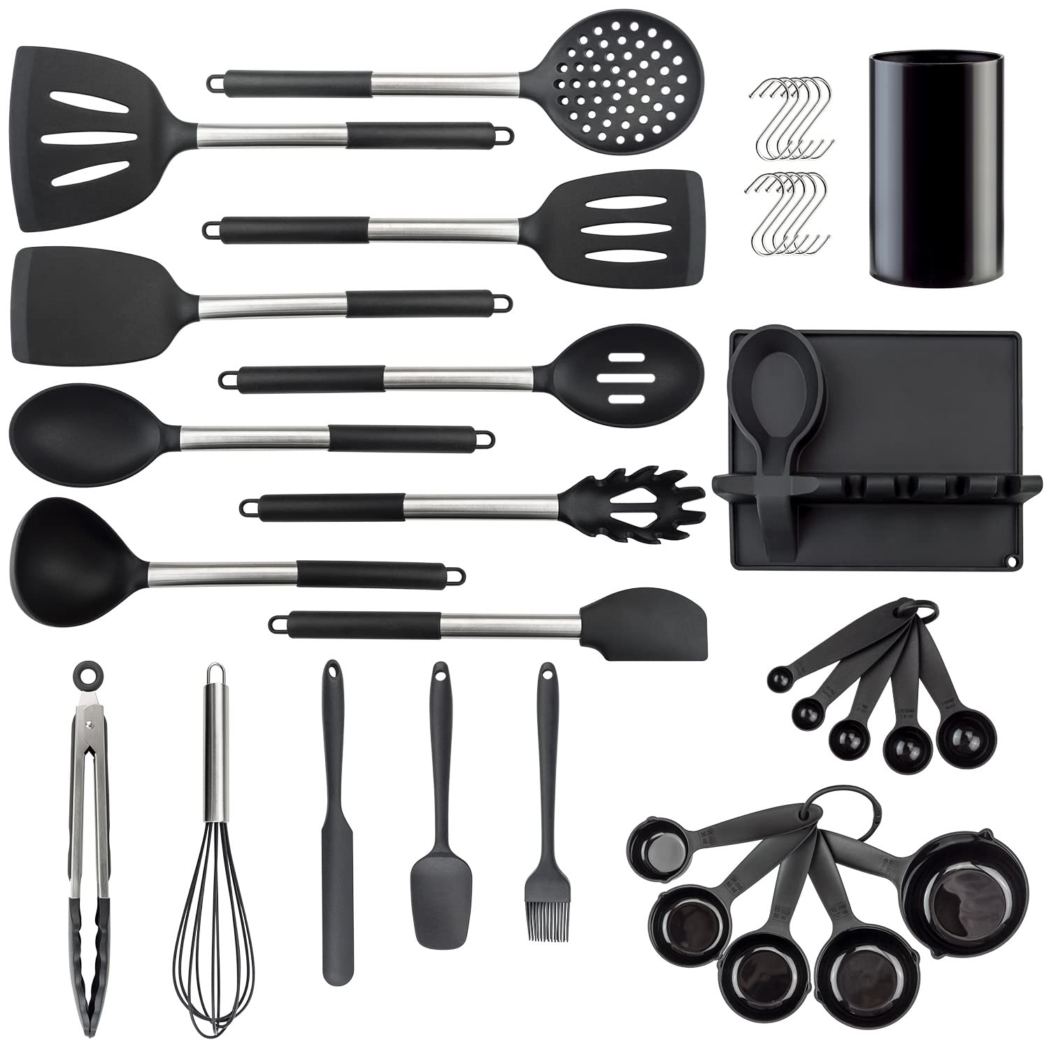 LILILIAN FMY  Silicone Kitchen Utensils Set Heat Resistant Cooking Utensils for Nonstick Cookware BPA Free Dishwasher Safe